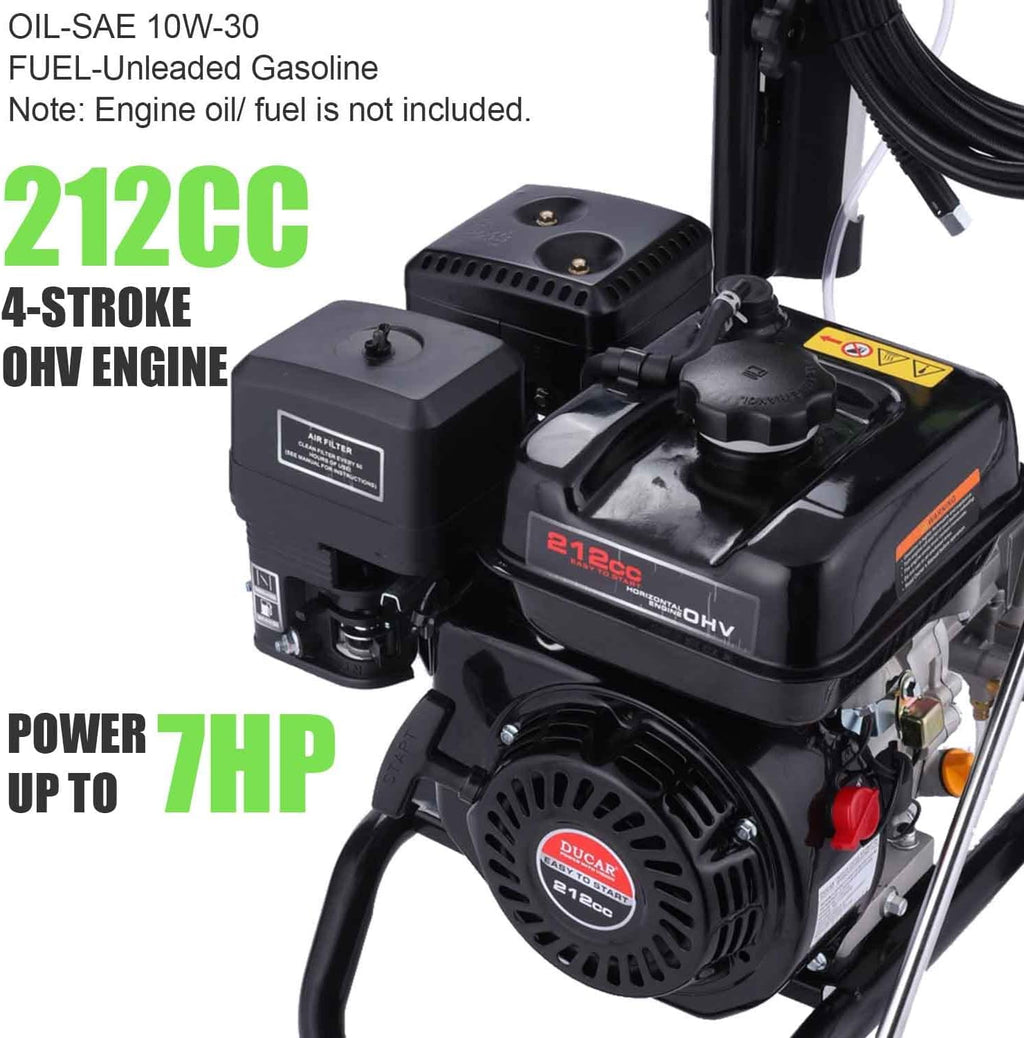 4200PSI Gas Pressure Washer  4.0GPM Power Washer Gas Powered with 212CC Engine  5 Nozzles  25ft Hose & 0.5Gal Soap Tank - for Home  Car  Driveways  EPA/CARB/ETL Compliant 20FT x 1/4 (Black)