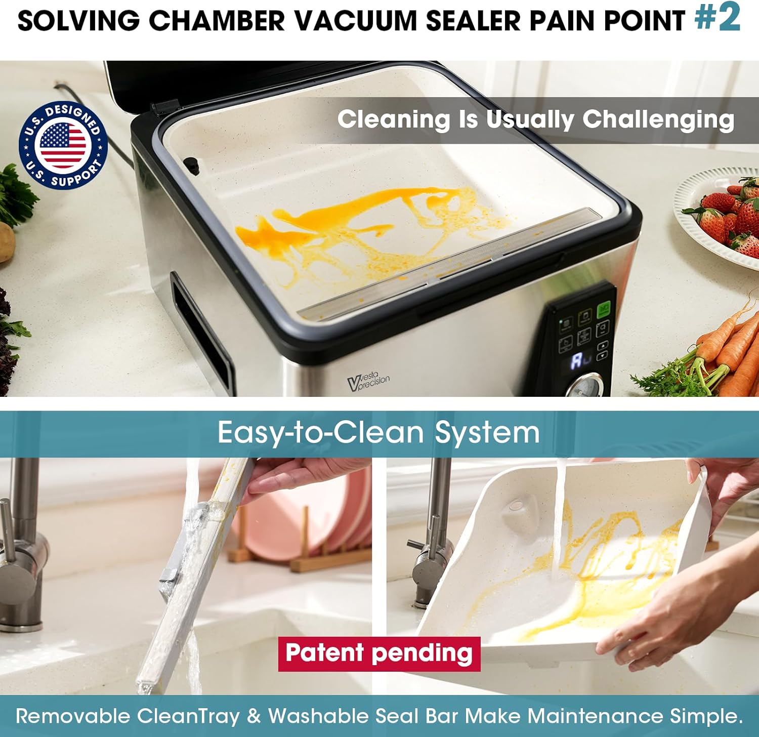 Vesta Precision 12” Chamber Vacuum Sealer, Smart Auto Vacuum Time, Easy-to-Clean System, Commercial-Grade Pump, Deep Chamber for Liquids, Meats, Mason Jars & Sous Vide, V553