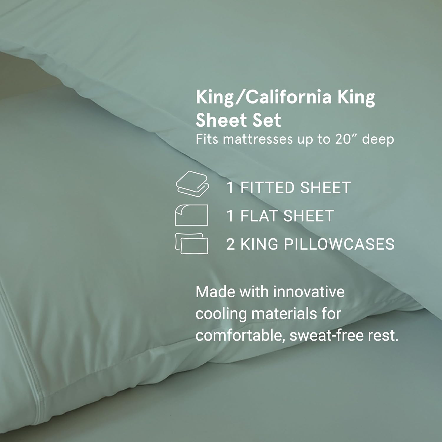 SHEEX - Original Performance Sheets Set (King/California King) Graphite - Cooling Sheets - Moisture Wicking - 1 Flat Cooling Sheet, 1 Fitted Cooling Sheet, 2 Pillow Covers - Wrinkle Free - Sleep Aid