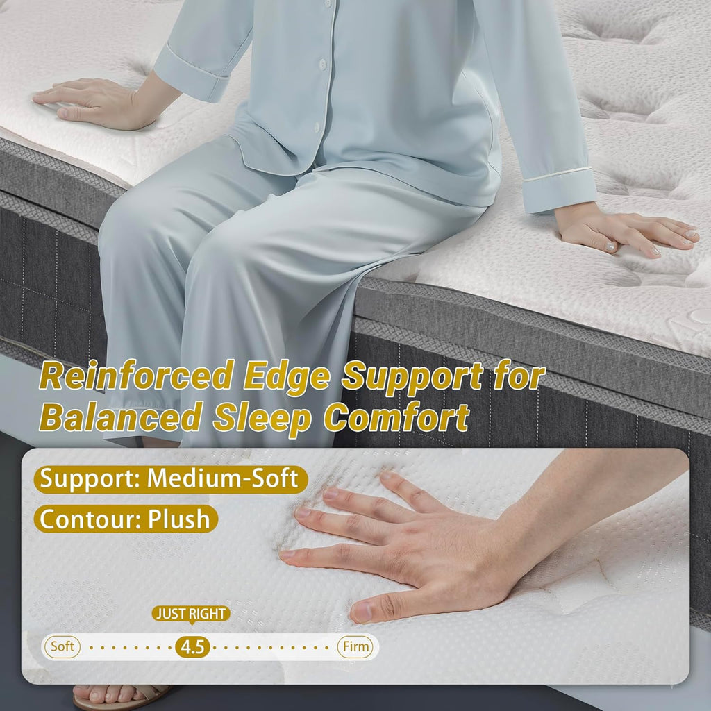 14″ King Hybrid Mattress – Cooler, Quieter & Deeper Comfort, Airflow Foam + Pocket Coils, 2″+ Plush Cushion, Heavy-Duty Support, CertiPUR-US, Fiberglass-Free, Mattress in a Box