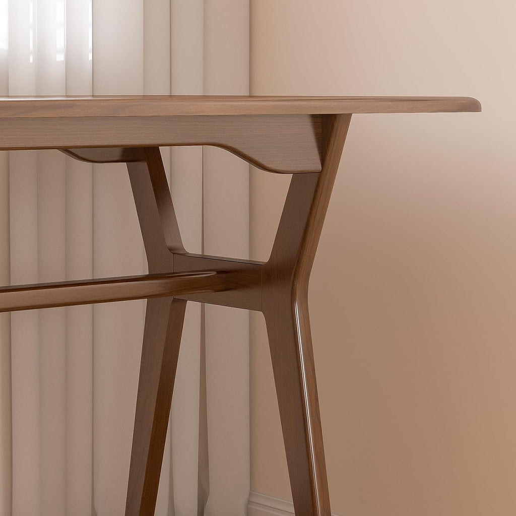 Solid Wood Study Desk - 78.8" Double Long Computer Table for Home Office, 2-Person PC Workstation, Walnut