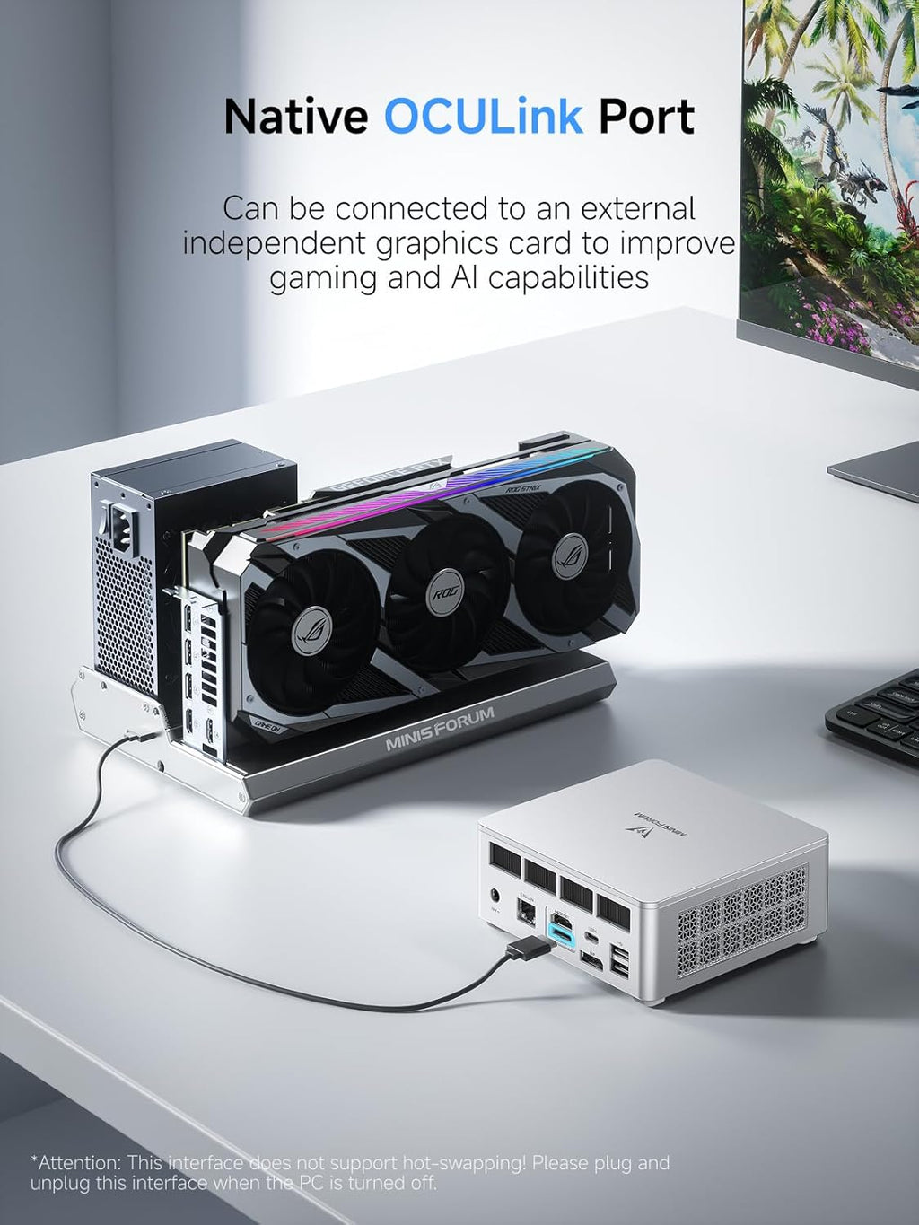 MINISFORUM UM880 Plus Mini PC AMD Ryzen 7 8845HS(8C/16T  up to 5.1GHz)  32GB DDR5 1TB PCIe4.0 SSD  HDMI+DP+USB4 Triple Outputs  OCuLink Port  2.5G LAN  5x USB Port  Radeon 780M Graphics Micro Computer