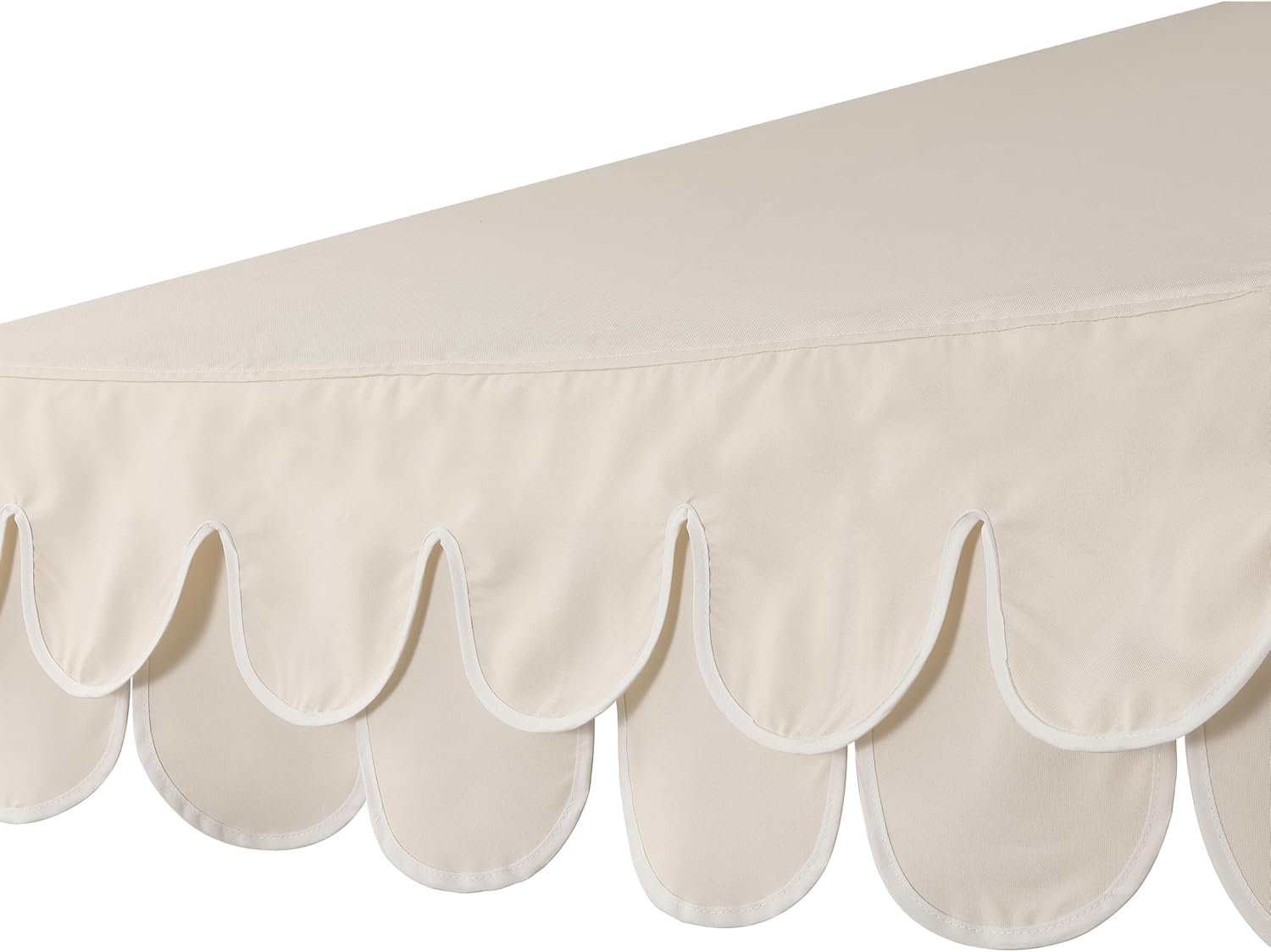 JONATHAN Y UMB1002C Tracy 9 ft. Classic MidCentury Scalloped Fringe Market Patio Umbrella with Auto-Tilt  Crank  Wind Vent and UV Protection in Cream/White