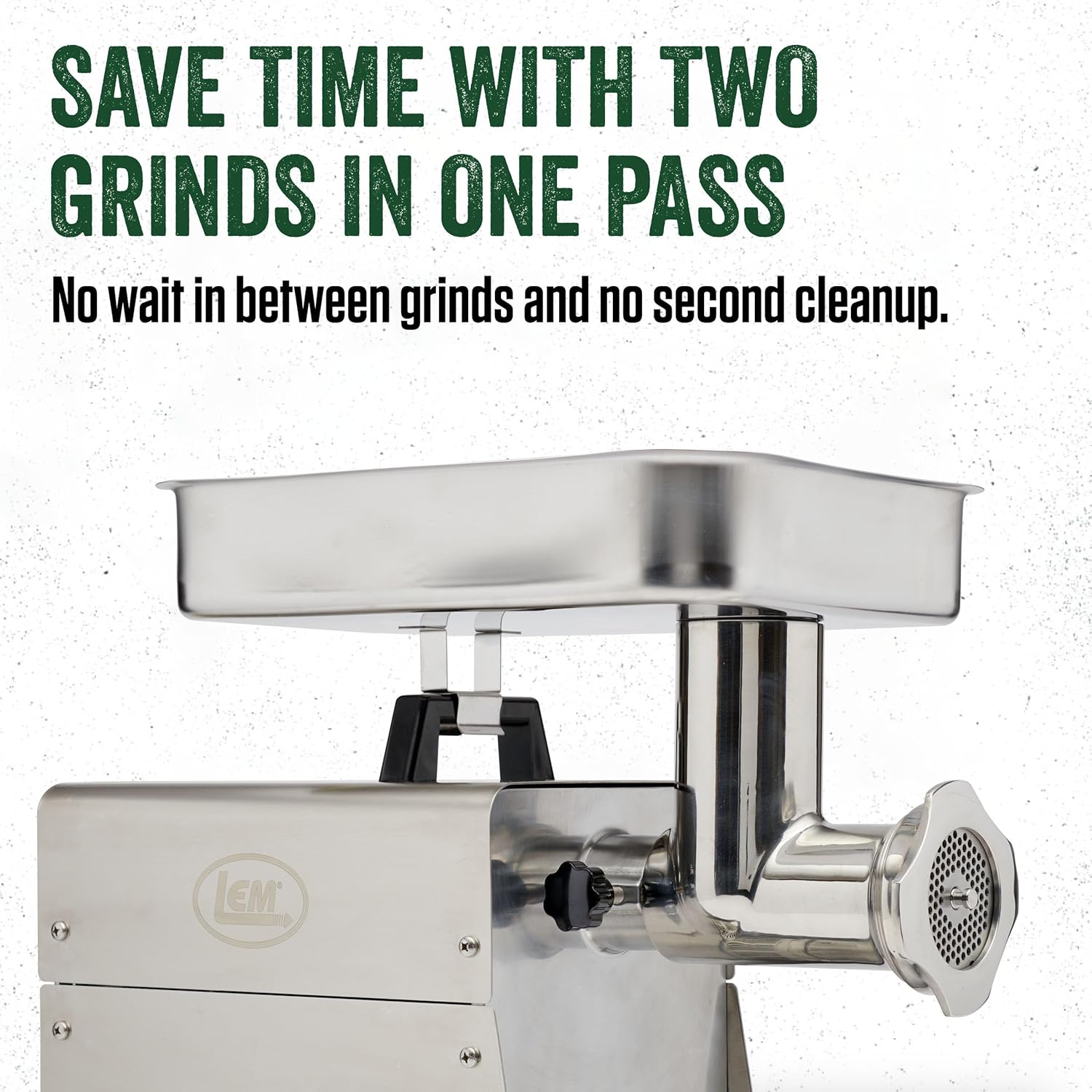LEM Products BigBite Dual Grind #22 1.0 HP Stainless Steel Electric Meat Grinder Machine, Ideal for Heavy Use
