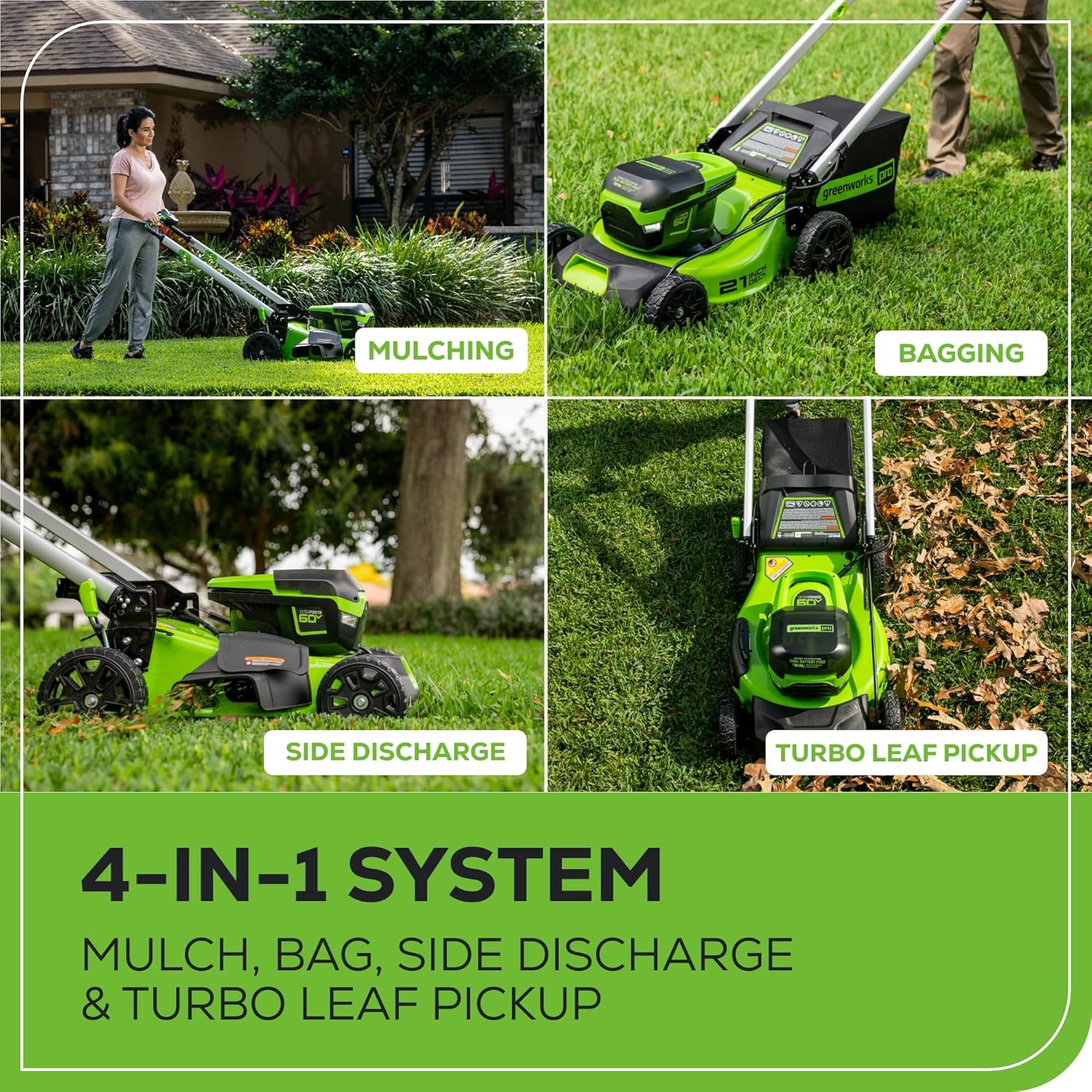 Greenworks 60V 21" Cordless Lawn Mower – 5.0Ah Battery & Rapid Chargerr(75+ Tool Compatibility  60Min Runtime)