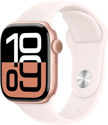 Apple Watch Series 10 GPS  46mm - Rose Gold Aluminum Case with Light Blush Sport Band  S/M (Renewed Premium)