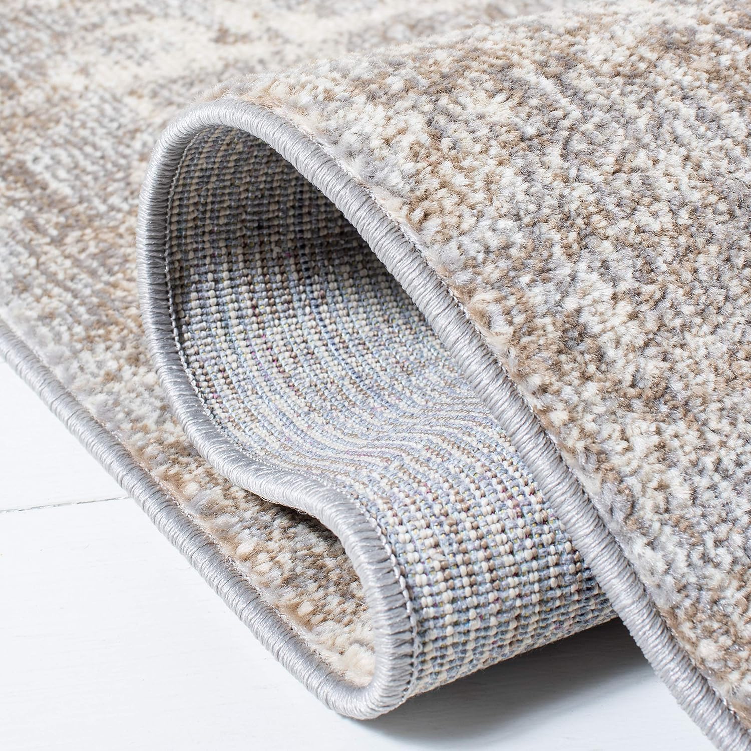 SAFAVIEH Madison Collection 9' x 12' GreyBeige MAD471G Modern Abstract Non-Shedding Living Room Bedroom Area Rug