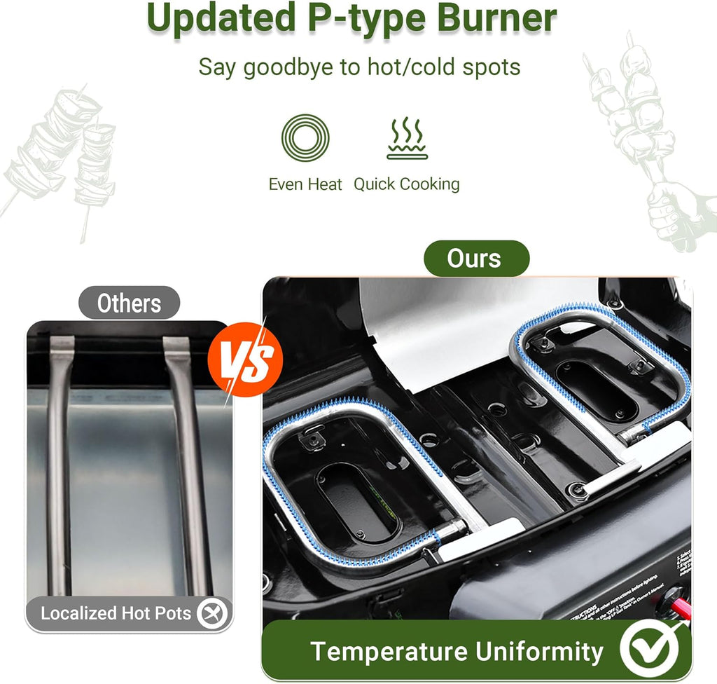 Brand-Man Propane Gas Grill  Portable Standup Grill with Folding Cart & Push-Button Ignition  Ideal for Camping  Tailgating  BBQ  Backyard  Patio & More