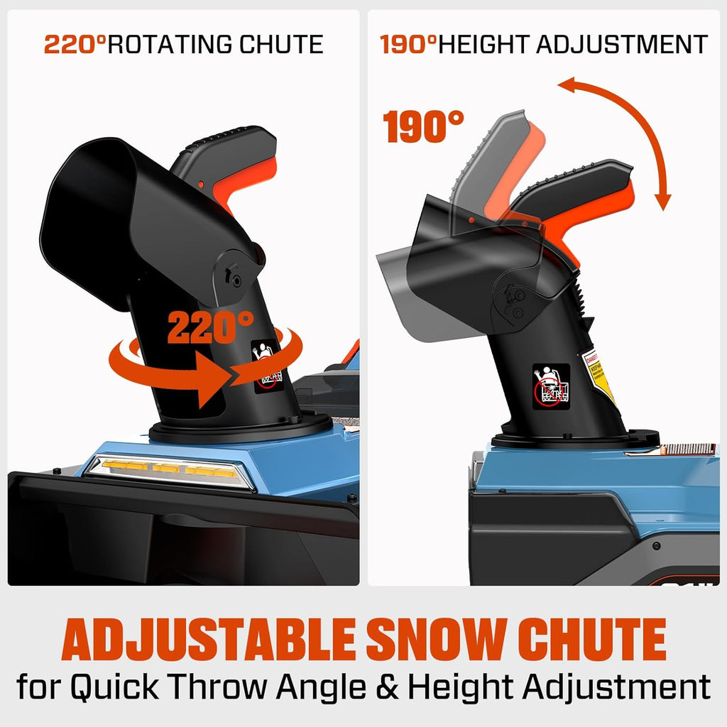 SENIX 60V 21" Cordless Snow Blower  Steel Auger  3500W Brushless Motor  Heated Handle 13" Depth  45FT Throw Distance  LED Lights  16000mAh Batteries(Single Box) & Dual Port Charger 1200lbs/min