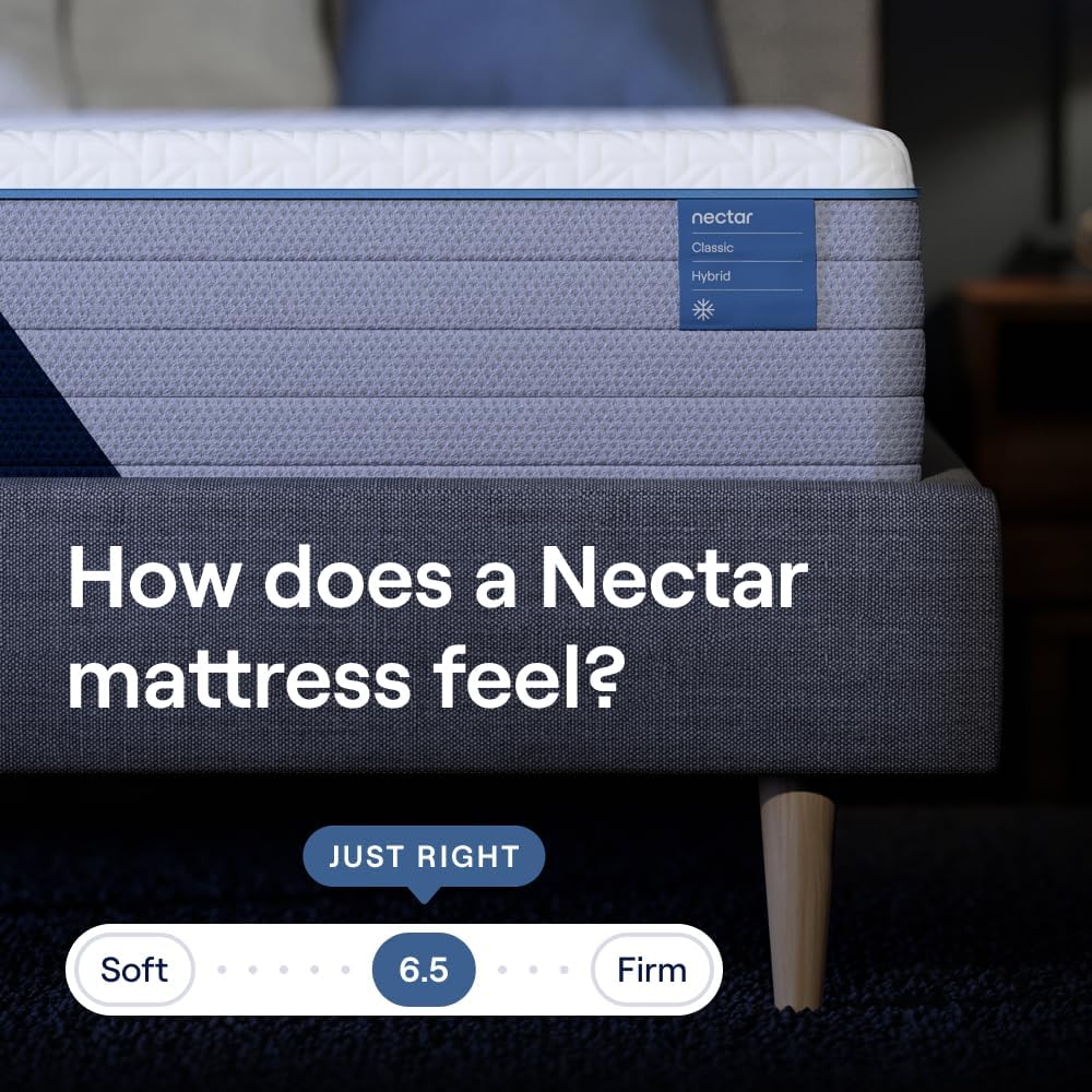Nectar Classic Hybrid 12” Twin Mattress - Medium Firm - Memory Foam & Innerspring Coils - Cooling Top Layer - Back Pain Relief - Mattress in a Box - 365-Night Trial & Forever Warranty