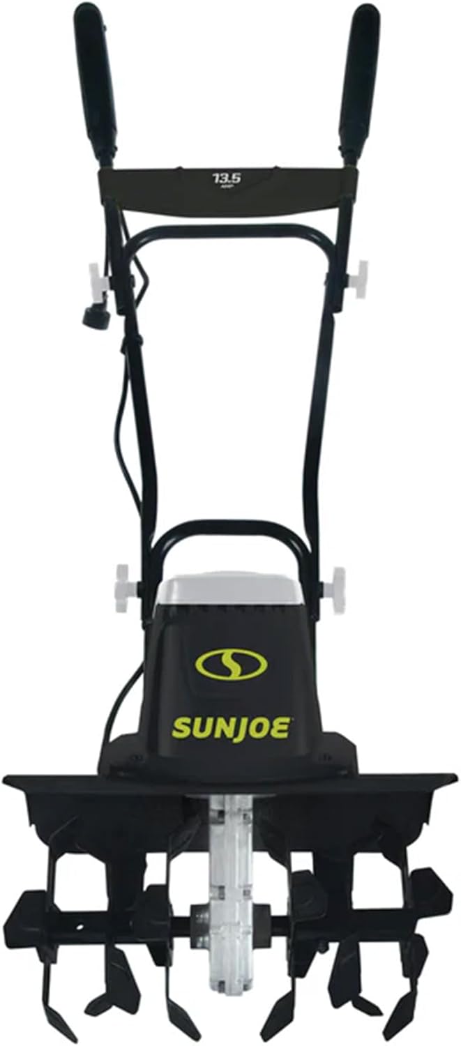 Sun Joe Corded Electric Garden Tiller & Cultivator with Steel Tines  16 Inch  13.5-Amp Motor - Heavy-Duty Tilling Machine for Lawn  Yard  and Gardening Care  TJ604E