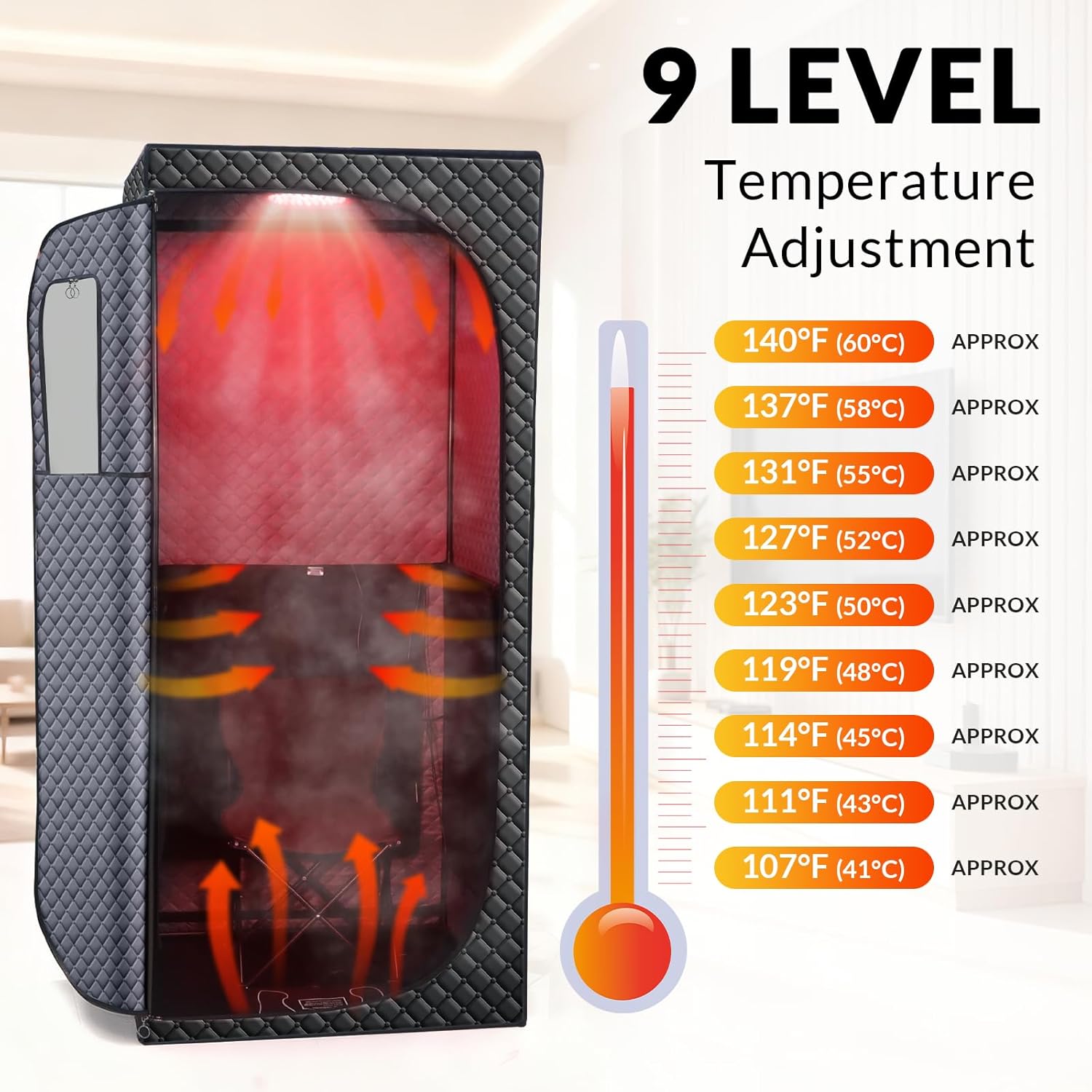 Dry Infrared Sauna  Red Light Therapy Saunas for Relaxation  Detox and Muscle Relief  9 Levels Up to 140°F Personal Indoor Saunas Tent  Portable Sauna for Home  Bedroom  Living Room