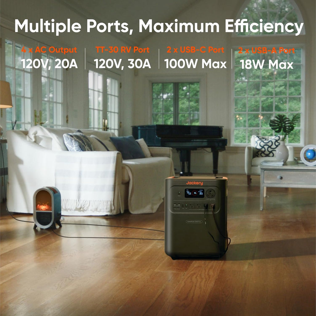Jackery HomePower 3600 Plus Portable Power Station with 2x 200W Solar Panels  3600W AC Output  3584Wh LFP Solar Generator  Expandable up to 21kWh  Essential Home Backup for Home Use  Emergencies  RV
