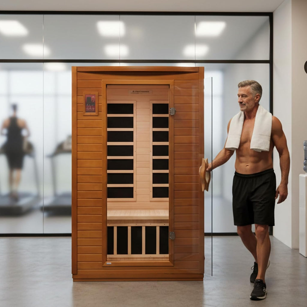 DYNAMIC SAUNAS Andora 2-Person Low EMF FAR Infrared Sauna with Red Light Therapy & Bluetooth Speakers | Personal Indoor Dry Heat Sauna for Home & Gym – Made from Canadian Hemlock