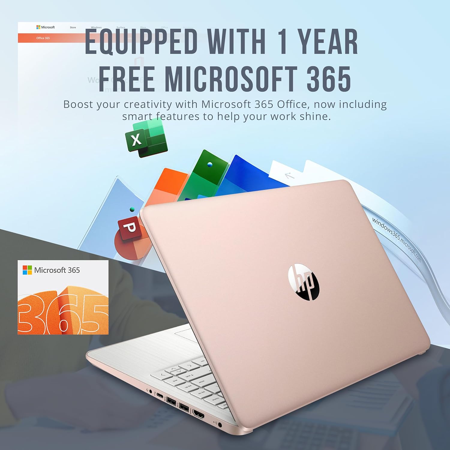 HP Stream 14" HD BrightView Laptop  Intel Celeron N150  16GB RAM  416GB Storage (128GB eMMC + 288GB Docking Station Set)  Intel UHD Graphics  720p Camera  Wi-Fi  1 Year Office 365  Win 11 S  Gold
