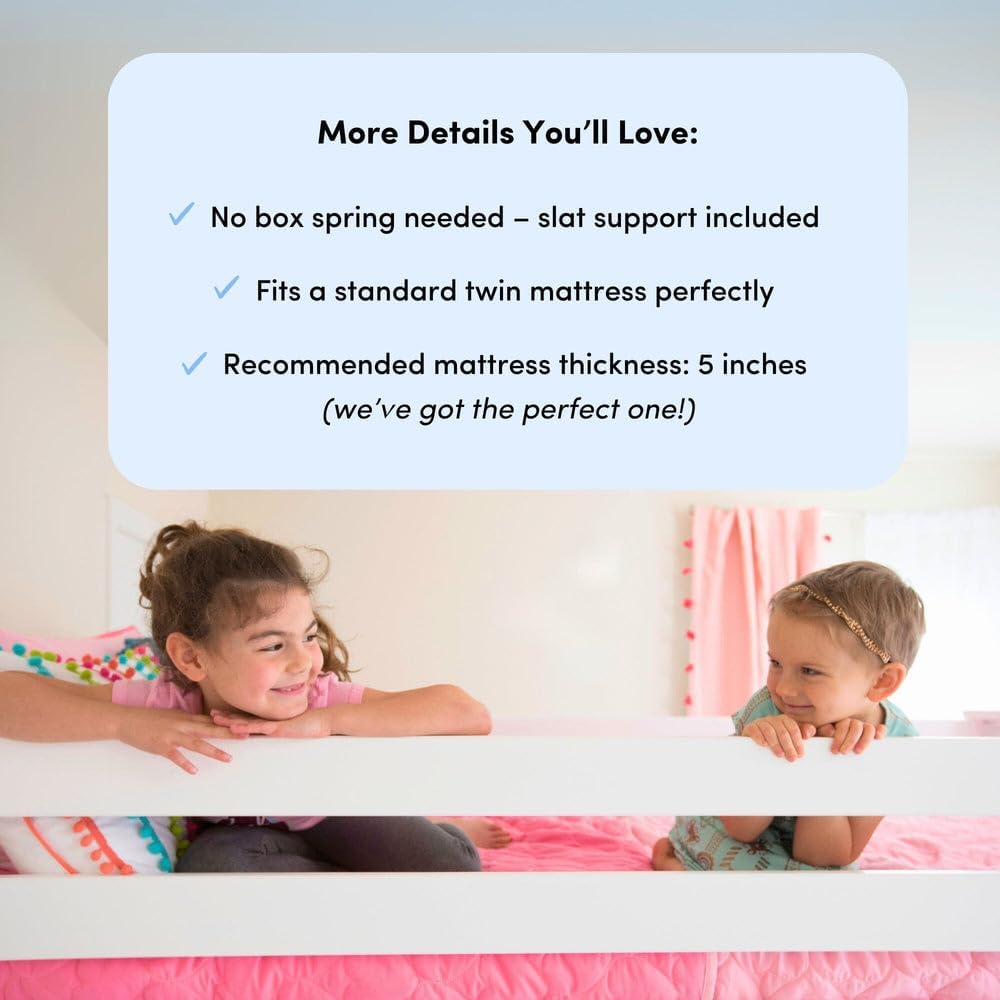 Max & Lily Bunk Bed Twin Over Full Size with Ladder, Solid Wood Platform Bed Frame with Ladder for Kids, 14" Safety Guardrails, Easy Assembly, No Box Spring Needed, Blue