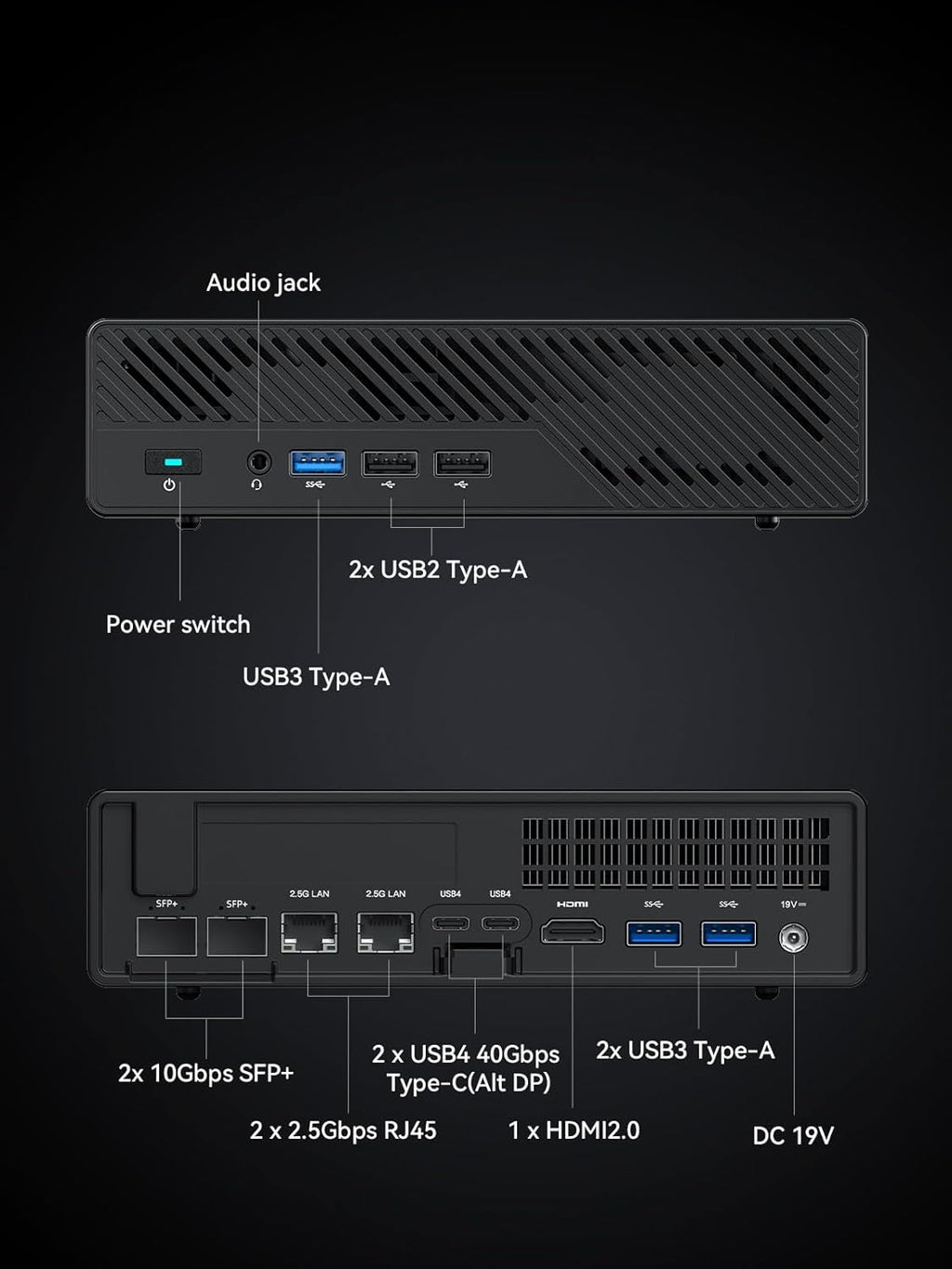 MINISFORUM MS-01-S1260 Mini PC Barebone with Intel Core i5-12600H vPro Enterprise Support 2x10Gbps SFP+LAN/2x2.5G RJ45/2xUSB4/HDIM/16xPCIe 4.0/M.2 NVMe SSD/U.2 NVMe SSD Mini Computer(No OS/RAM/SSD)
