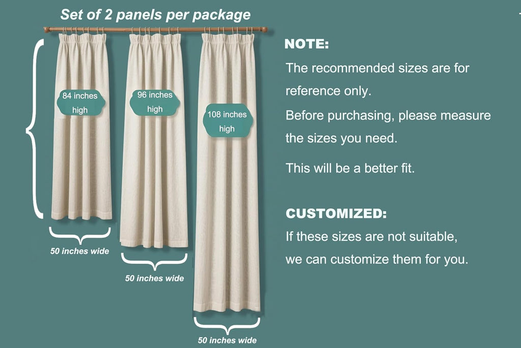 White Colour Linen Curtain Panels with Embroidered Trim Design, Pinch Pleat Curtains, Semi-Sheer Curtains for Sliding Patio Doors Bedroom (2 Panels) (50W x 108L)