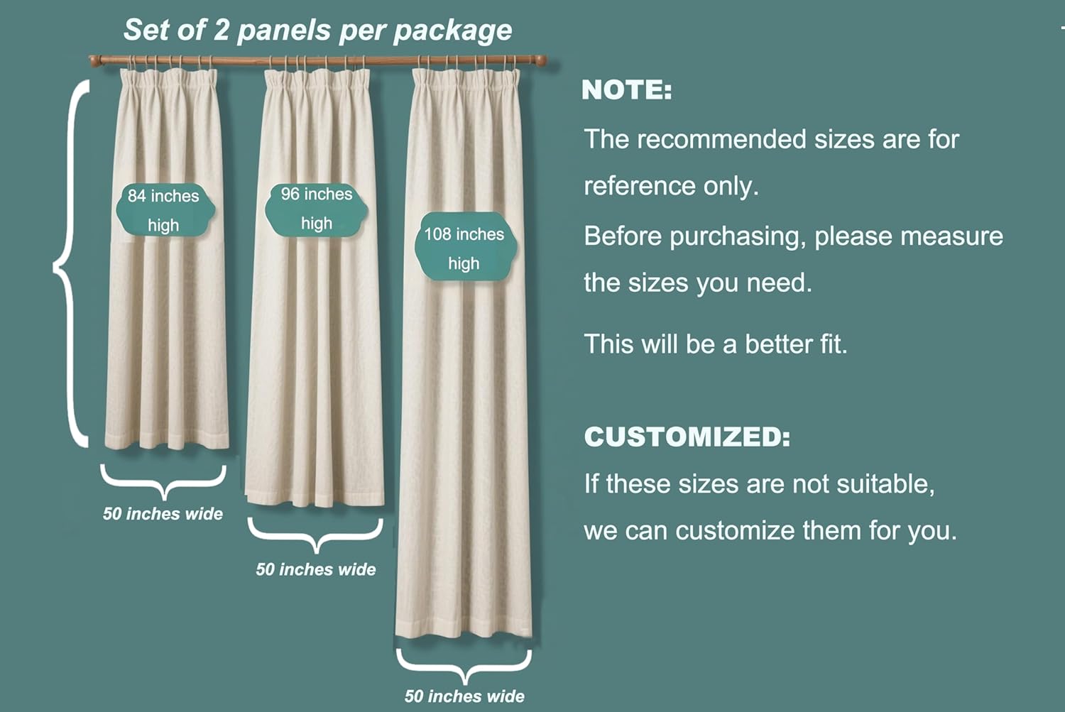Ivory Cream Cotton Blend Curtain Panels with Trim Design, Pinch Pleat Curtains, Blackout Curtains for Sliding Patio Doors Bedroom (Set of 2) (52W x 96L)