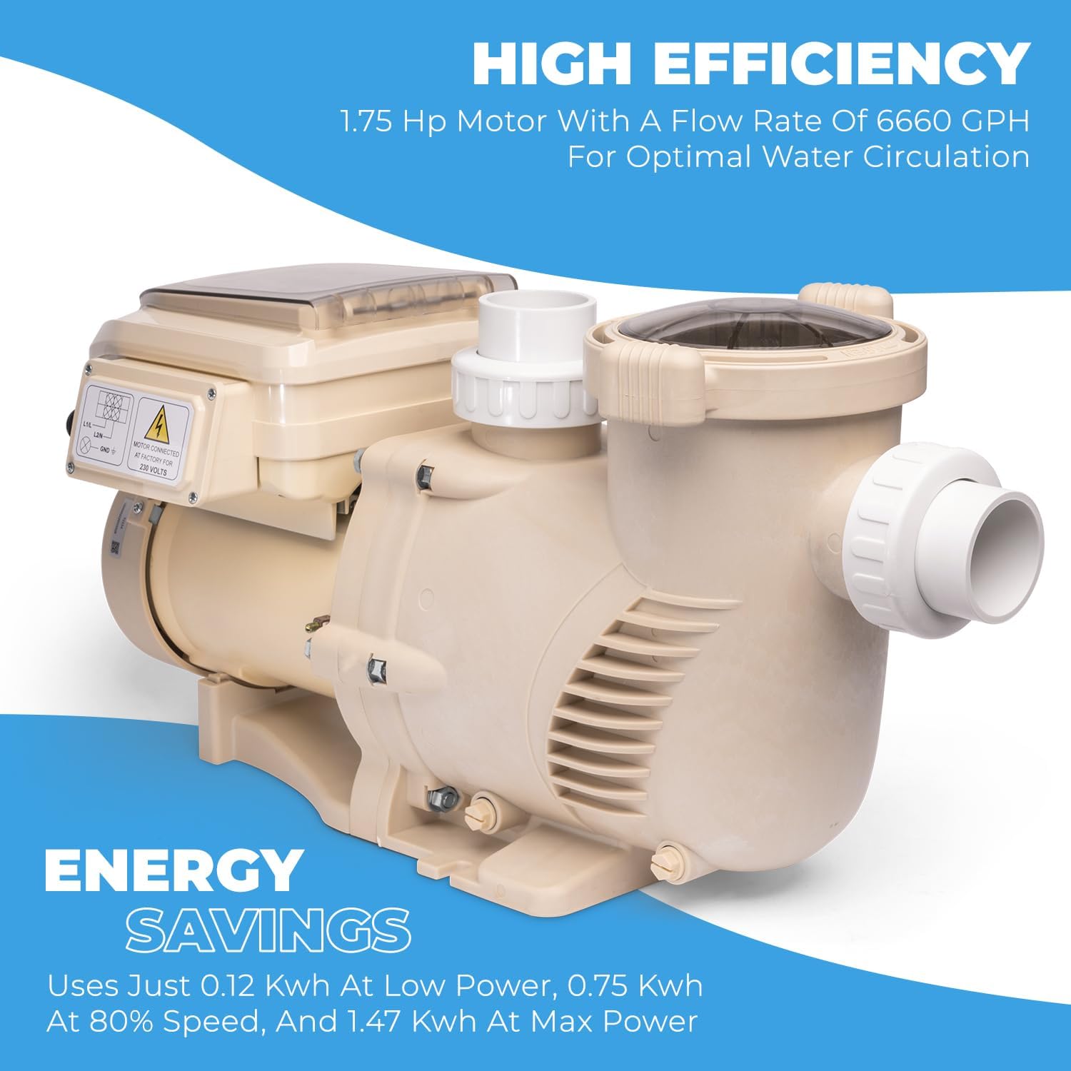 XtremepowerUS 1.5 HP Variable Speed Swimming Pool Pump 230V  In-Ground Pool  6 660 GPH High Performance Max 1.75HP