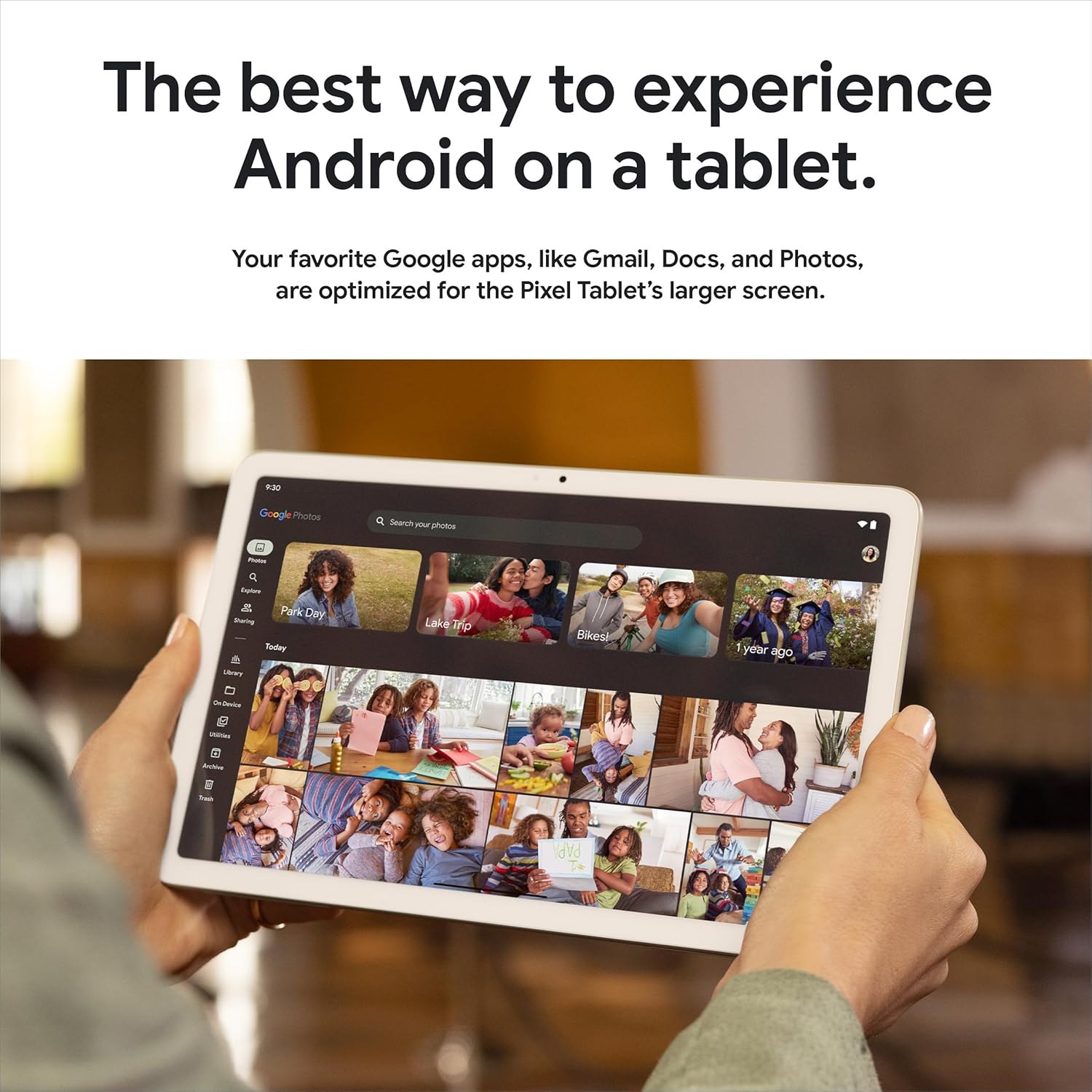 Google Pixel Tablet - Android Tablet with 11-Inch Screen and Extra-Long Battery Life - Porcelain - 8 GB RAM - 128 GB
