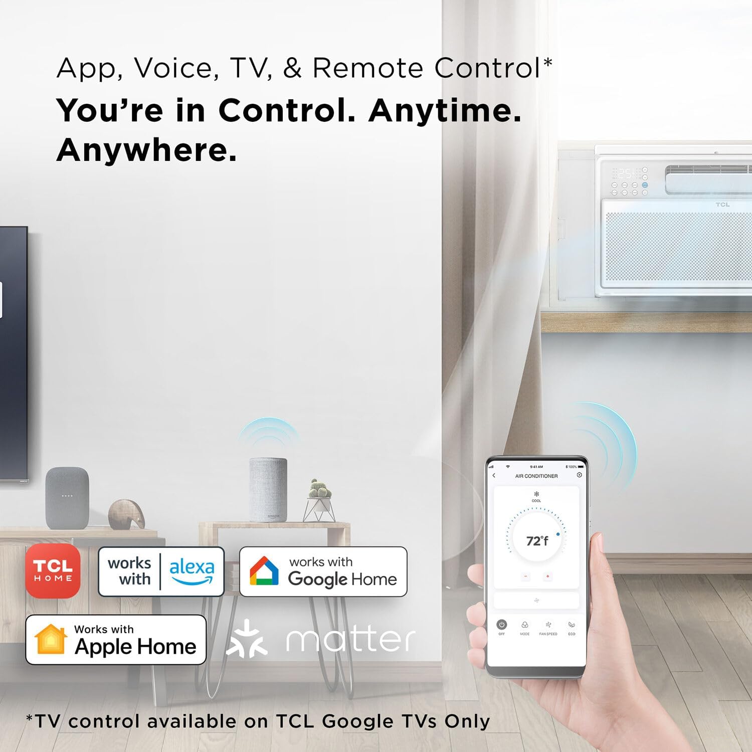 TCL 12,000 BTU Q-Series Smart Inverter Window AC, 115V, Inverter AC for Rooms up to 550-Sq. Ft., Ultra-Quiet, 38% Energy Saving, EZ Install, Open-able Window, Works with Alexa and Google Assistant