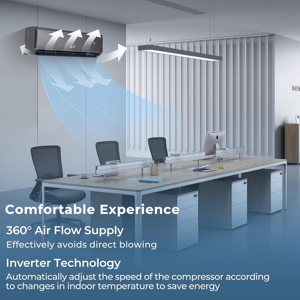 COSTWAY 12000 BTU Mini Split Air Conditioner & Heater, 21 SEER2 208-230V Inverter AC Unit Cools Rooms up to 750 Sq. Ft, Energy Star Split AC w/Heat Pump