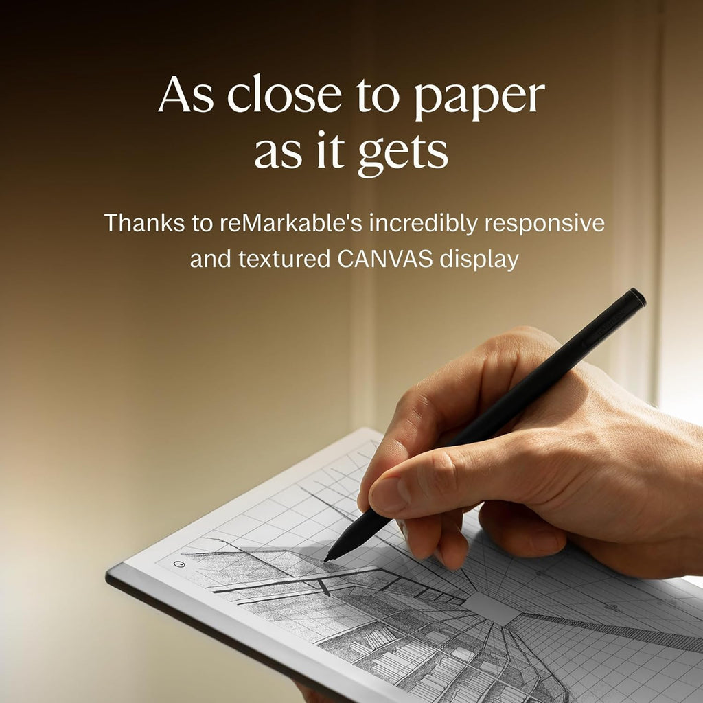 reMarkable Essentials Bundle - Leather Folio | reMarkable 2 Paper Tablet | Black and White 10.3'' Writing Tablet  Marker Plus Pen with Built-in Eraser and Book Folio Case in Black Premium Leather