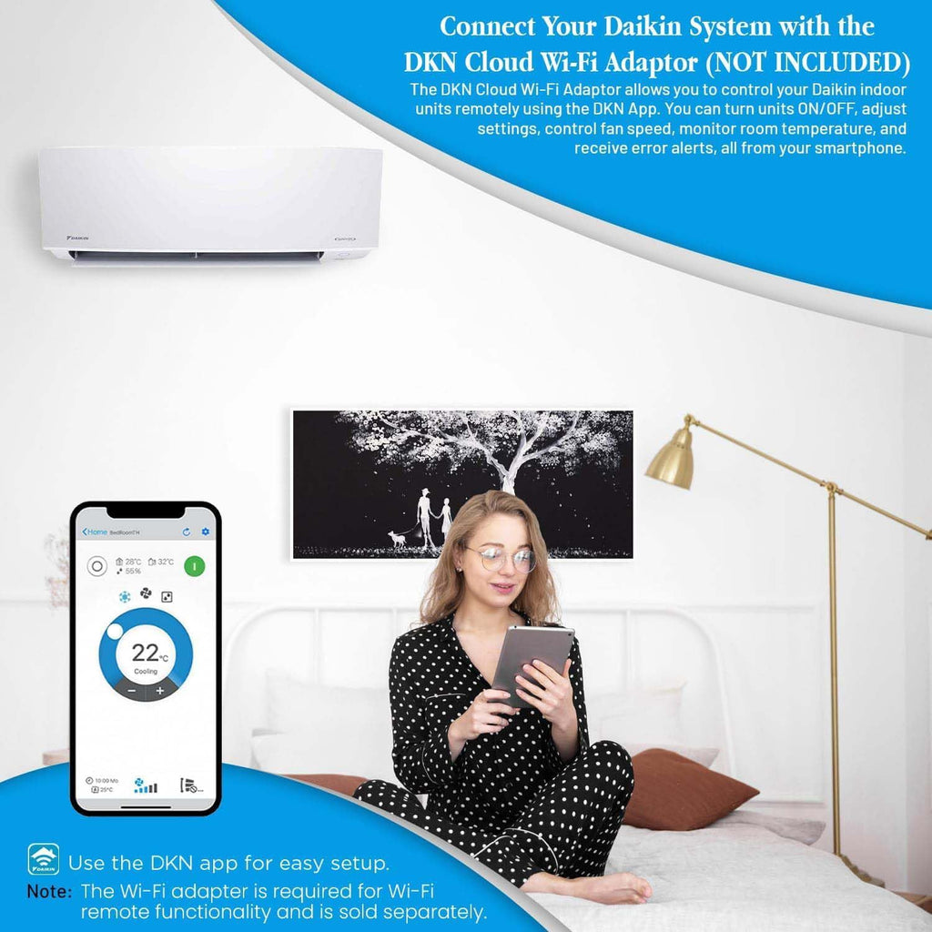 Daikin 12,000 BTU 18 SEER2 Entra R32 Series Ductless Mini Split Heat Pump System w/Maxwell All-Inclusive 15' Installation Kit and Wall Mounting Bracket (230V), White, RXC12+FTXC12+IKM1438+WAFP24