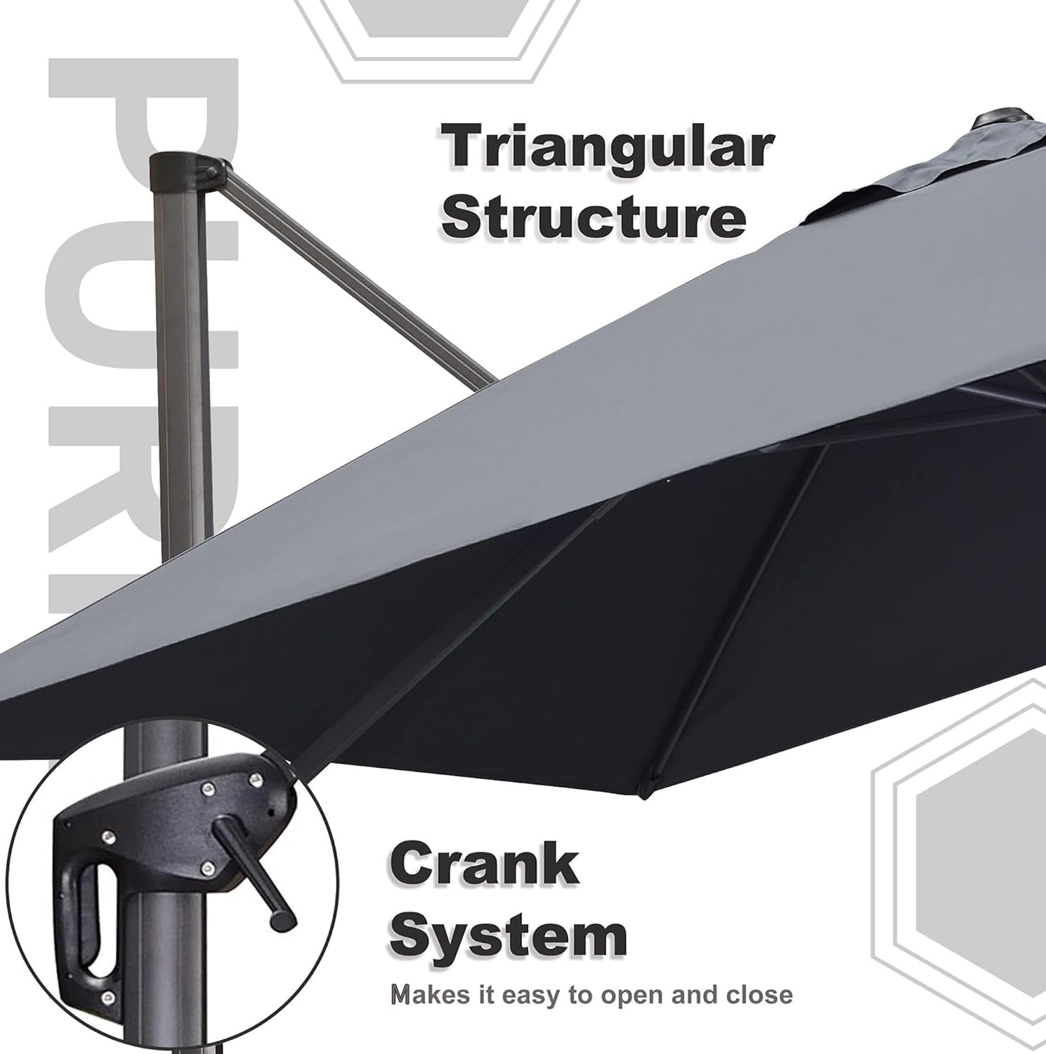 PURPLE LEAF 9' X 11.5' Patio Umbrella Outdoor Cantilever Rectangle Umbrella Aluminum Offset Umbrella with 360-degree Rotation for Garden Deck Pool Patio  Grey
