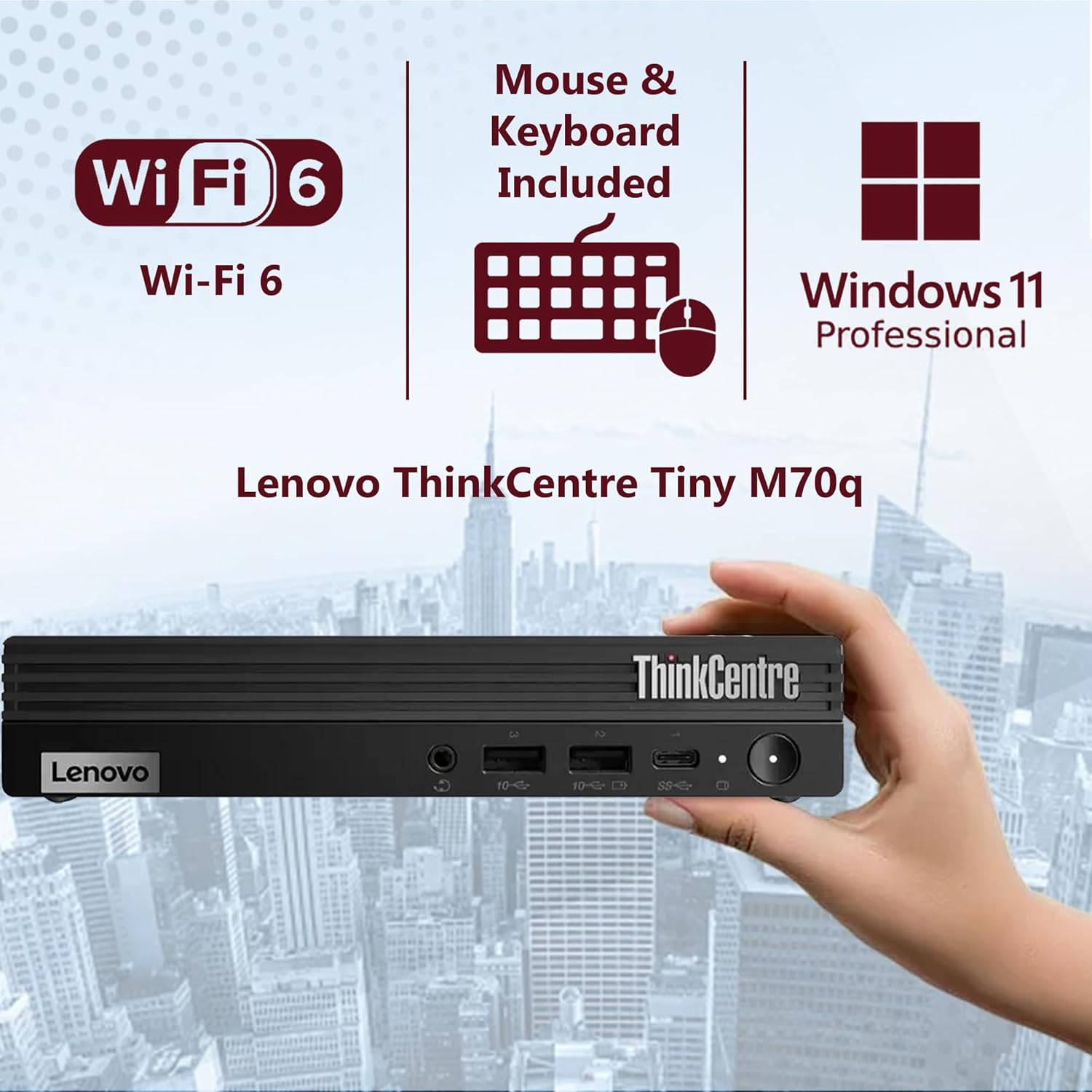 Lenovo ThinkCentre Tiny M70q Gen 5 Intel 10-Core i5-14400T (Beat i7-13700T)  16GB DDR5 RAM  512GB NVMe  WiFi 6  Bluetooth  RJ-45  DP Port  HDMI  W11P  Business Desktop  3 Yr Wty