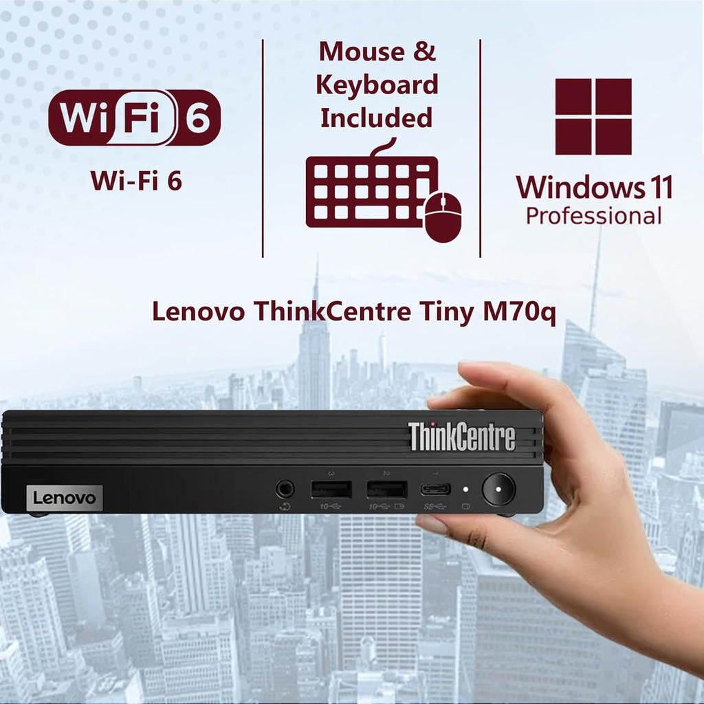 Lenovo ThinkCentre Tiny M70q Gen 5 Intel 10-Core i5-14400T (Beat i7-13700T)  32GB DDR5 RAM  1TB NVMe  WiFi 6  Bluetooth  RJ-45  DP Port  HDMI  W11P  Business Desktop  3 Yr Wty