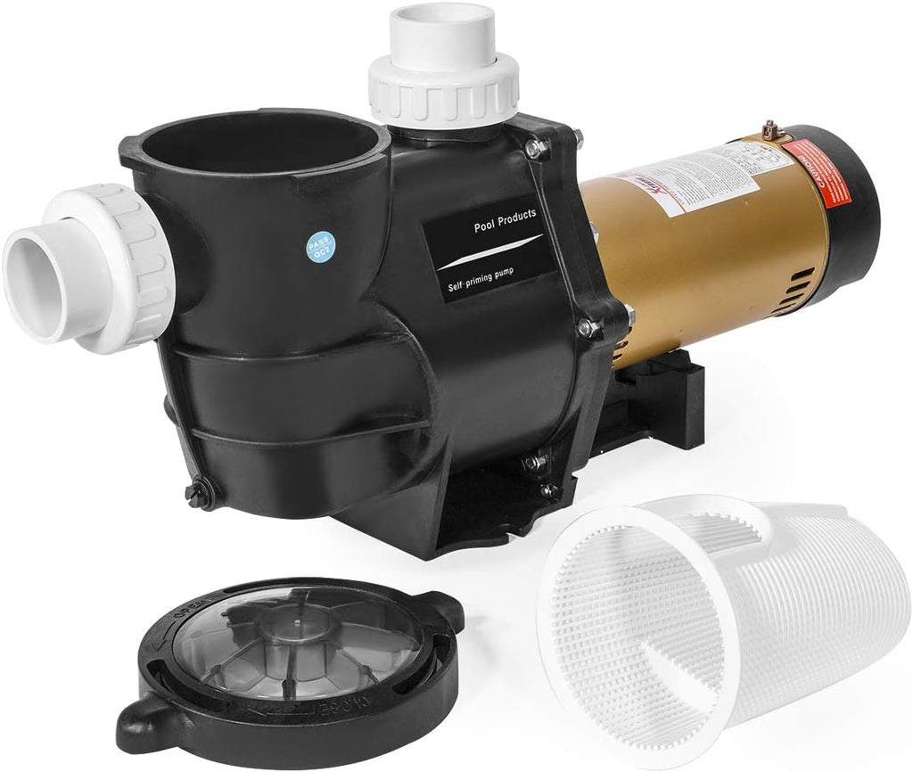 XtremepowerUS 2HP In-Ground Swimming Pool Pump Dual Speed High Flow 2" Inlet 230V High Flo 2-Speed w/ Slip-On Fitting Adapter  5 820 GPH with Filter Basket