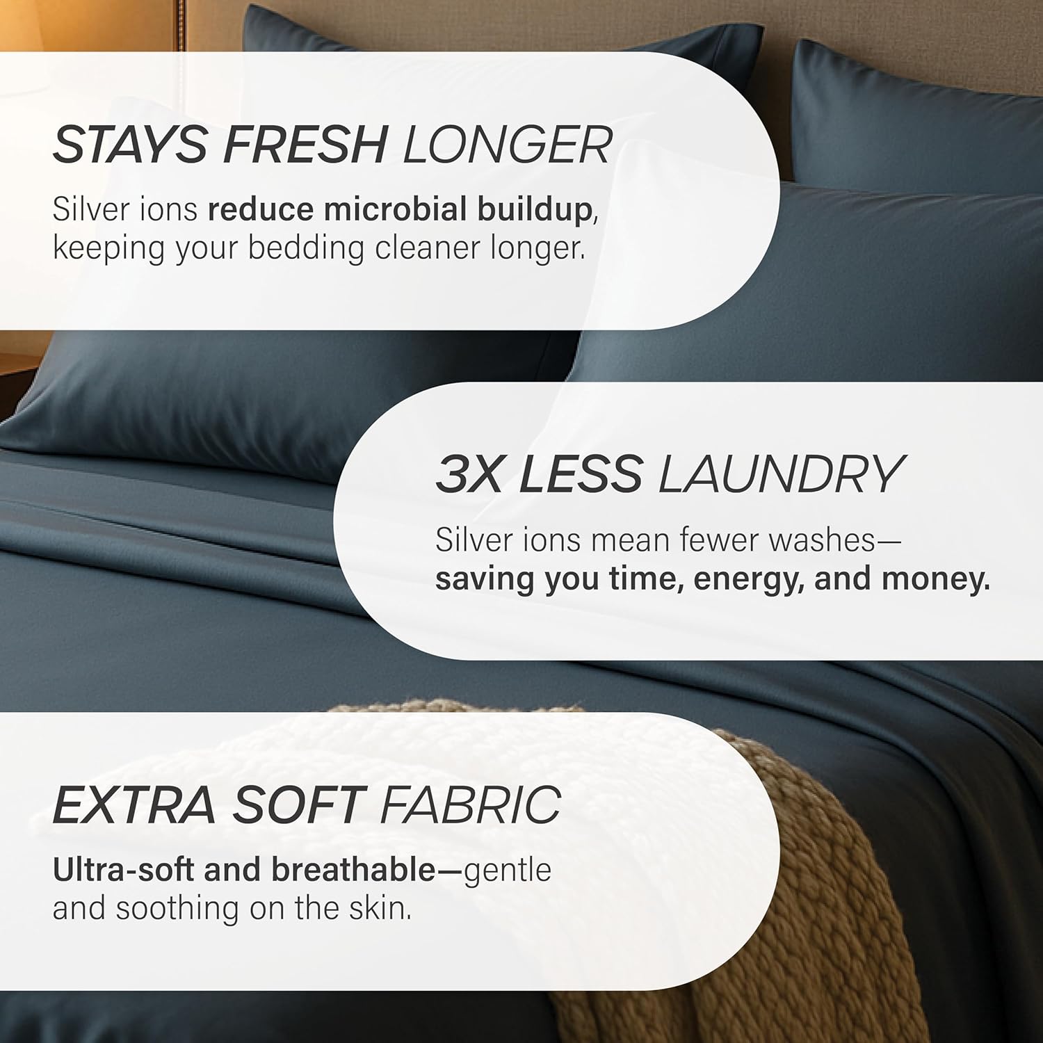 Eucalyptus Collection King Size Sheet w/Silver Ions | 100% Tencel | Ultra Soft | Cooling for Hot Sleepers | 18" Deep Pocket Ivory