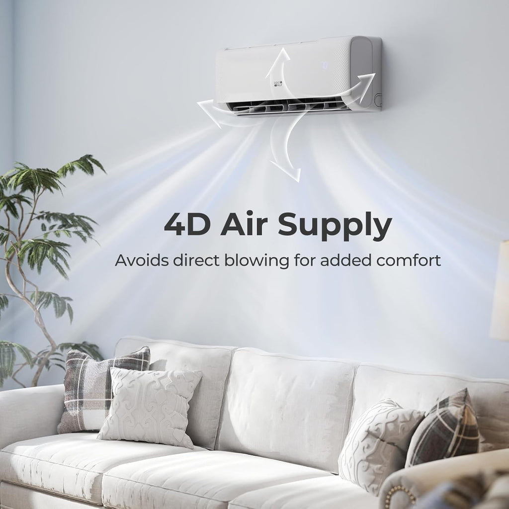 COSTWAY 12000 BTU Mini Split Air Conditioner, with Heat Pump, 22 SEER2 115V Inverter, 24H Timer, Auto Clean, Remote Control for Rooms up to 750 Sq.Ft (Airtural Series)