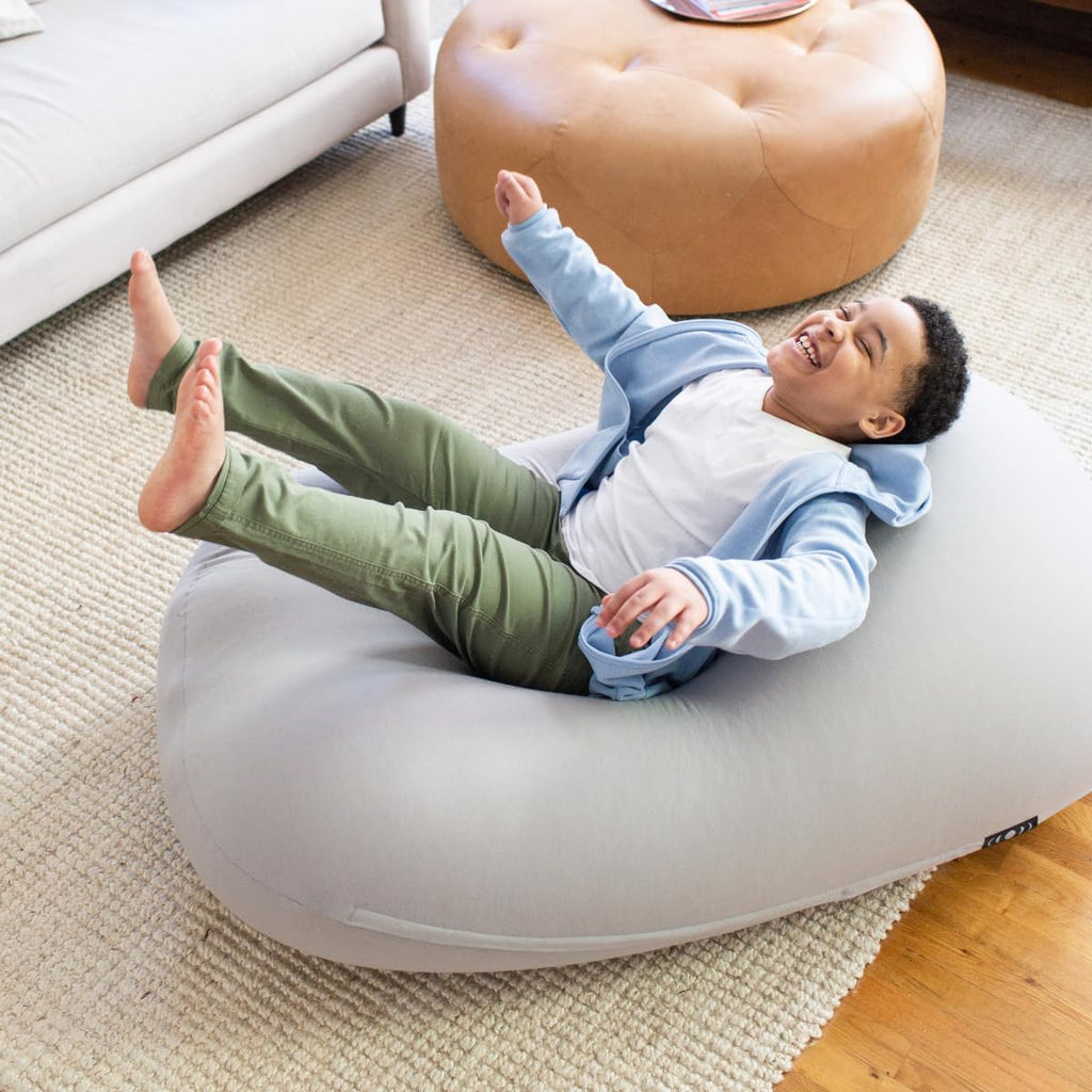 The Moon Pod Bean Bag Chair - Large, Modern Beanbag for Adults, Kids and Teens. Washable Stretch Cover Filled with Thousands of High Density Micro-Beads (Light Gray).