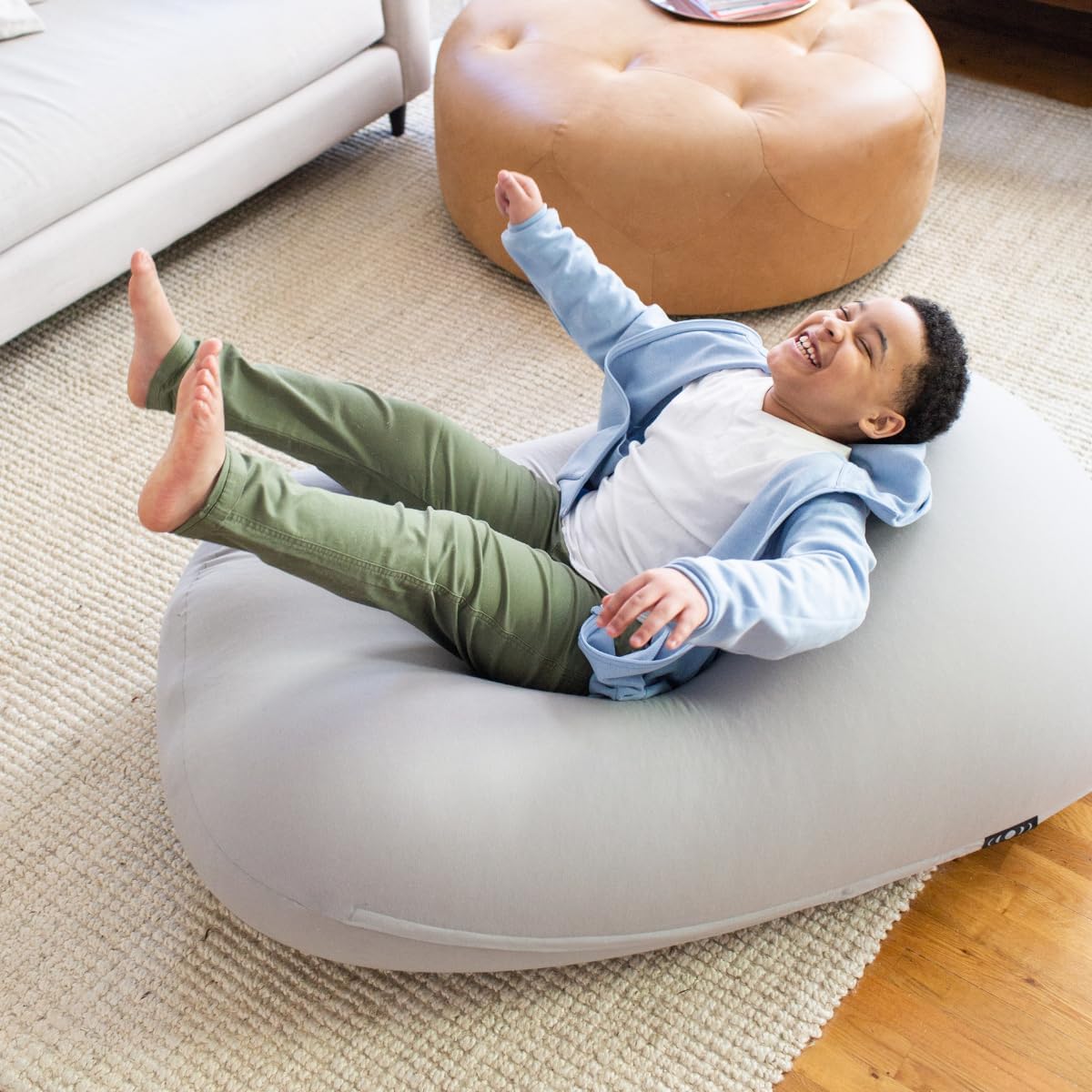 The Moon Pod Bean Bag Chair - Large, Modern Beanbag for Adults, Kids and Teens. Washable Stretch Cover Filled with Thousands of High Density Micro-Beads (Charcoal).
