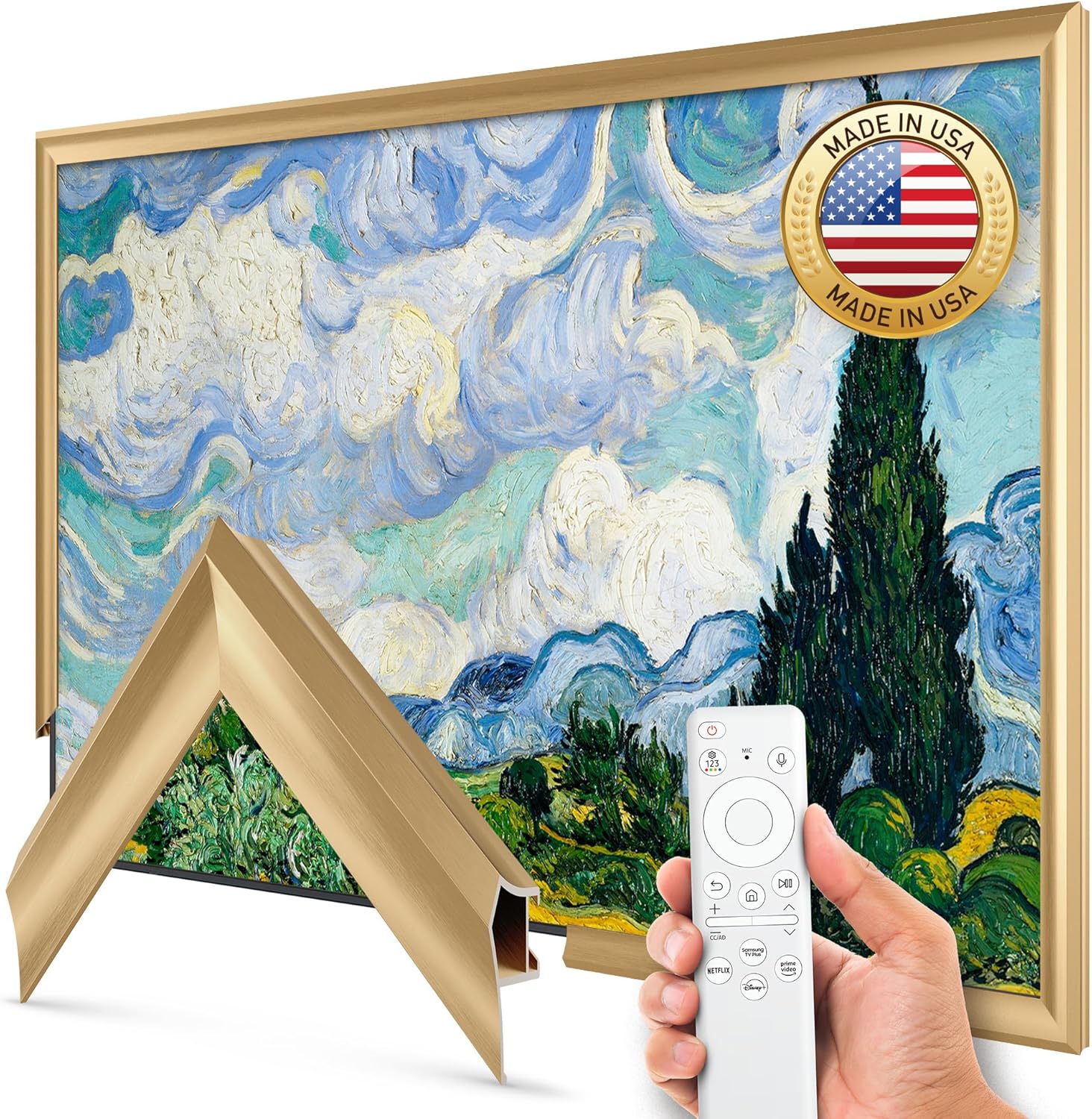 Pale Gold Prismatic 55" Alloy Deco TV Frame - Compatible ONLY with Samsung The Frame TVs (Fits 2021-2026  LS03A  LS03B  LS03C  LS03D  LS03FA)