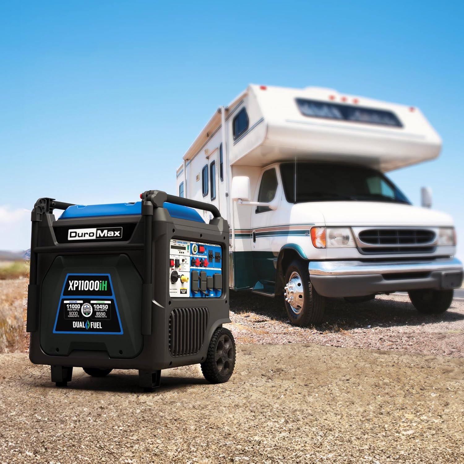 DuroMax XP11000iH 11 000-Watt Dual Fuel Portable Digital Inverter Generator - Gas & Propane  Remote Electric Start  Transfer Switch Ready  RV & Emergency Ready