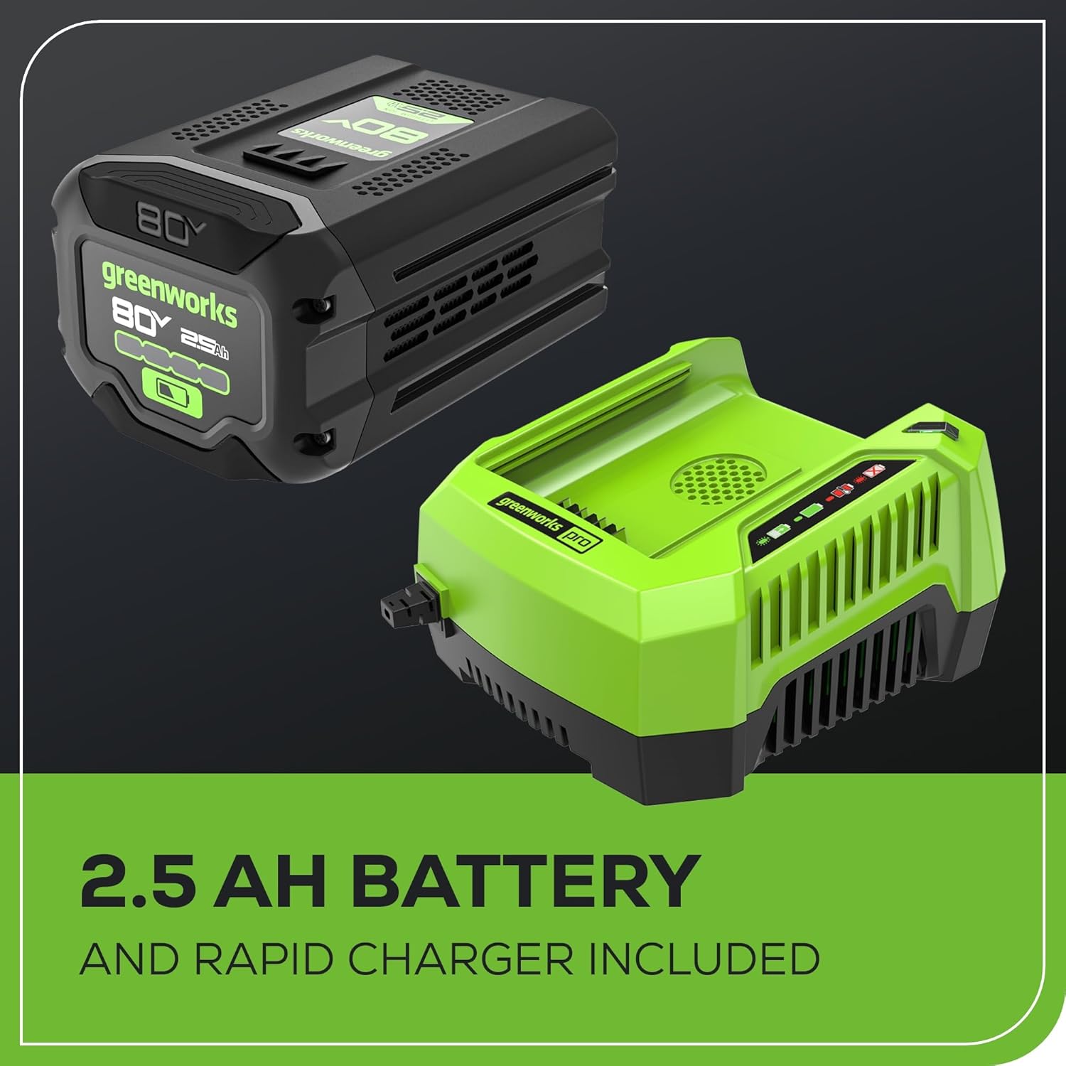 Greenworks 80V (700 CFM / 170 MPH) Brushless Cordless Leaf Blower  Commercial-Grade Power  40-Min Rapid Charger for Wet Leaves  Heavy Debris  Gravel and Driveway Snow  Includes 2.5Ah Battery & Charger