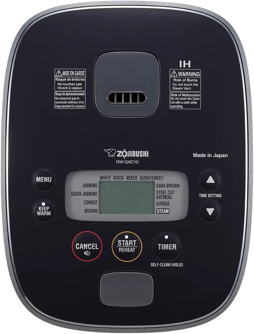 Zojirushi NW-QAC10 5.5-Cup Capacity Flat-Top Induction Cooker and Warmer with Custom Cooking Pan, Double Non-Stick Coating for Easy Clean-Up (Black)