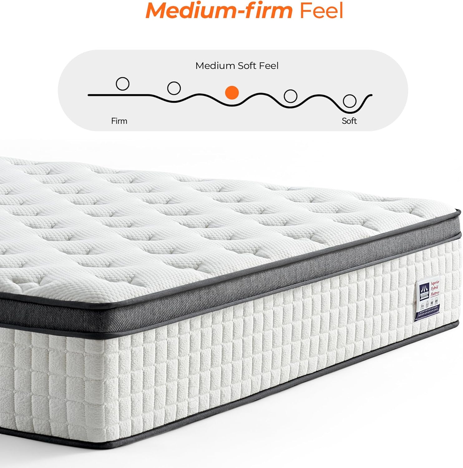 Full Size Mattress, 10 Inch Medium Firm Full Mattress in a Box, Hybrid Mattress with Individually Pocketed Coils for Targeted Support, Motion Isolation, CertiPUR-US Certified