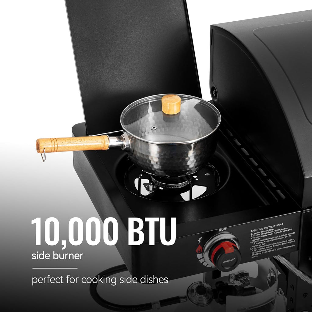2-Burner Gas and Charcoal Grill Combo with Offset Smoker & Side Burner  34 000 BTU Dual Fuel Grill  1020 Sq. In. Cooking Area  Ideal for Outdoor Cooking  Black  ZH3005Y-SC