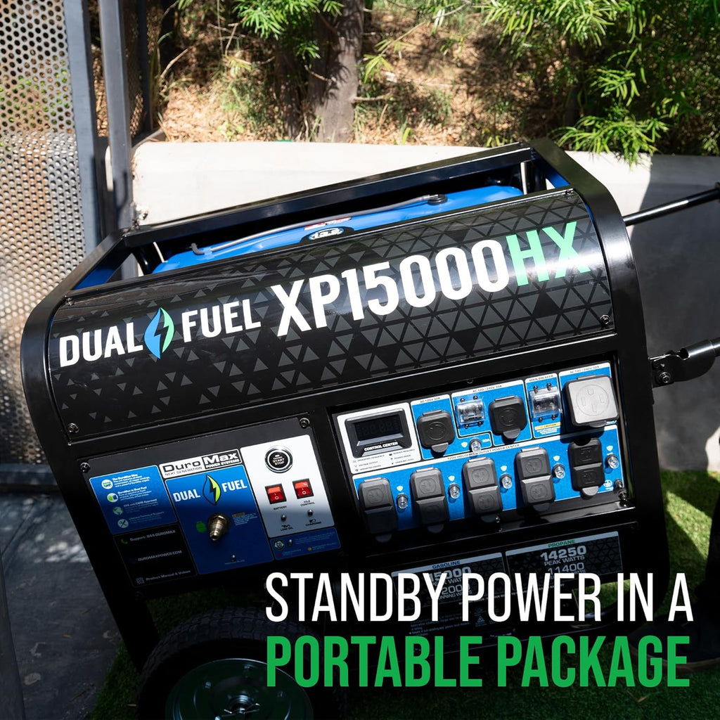 DuroMax XP15000HX 15 000-Watt Dual Fuel Portable Generator - Gas & Propane  Remote Electric Start  Whole Home Power Backup  Transfer Switch Ready  RV & Emergency Ready