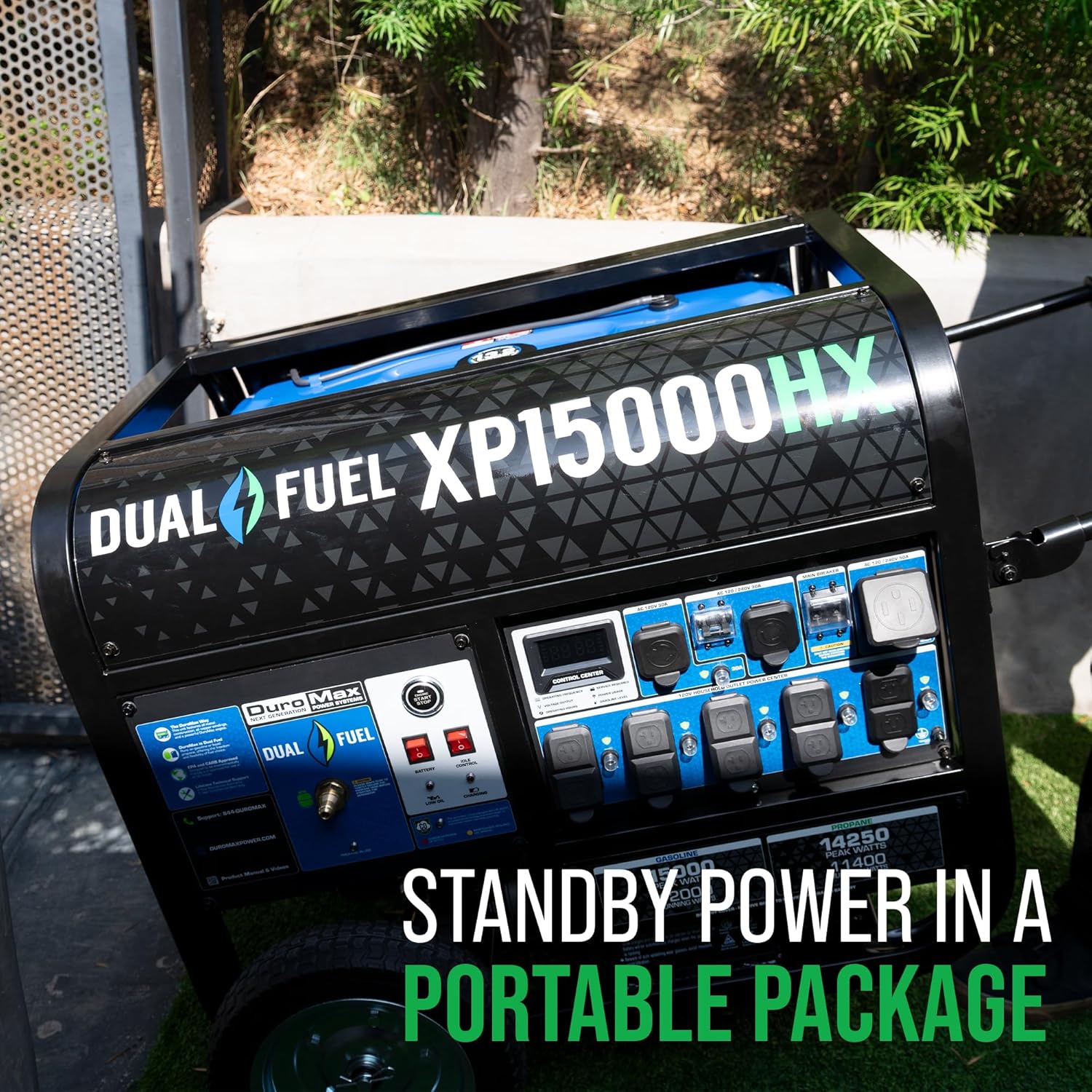 DuroMax XP15000HX 15 000-Watt Dual Fuel Portable Generator - Gas & Propane  Remote Electric Start  Whole Home Power Backup  Transfer Switch Ready  RV & Emergency Ready
