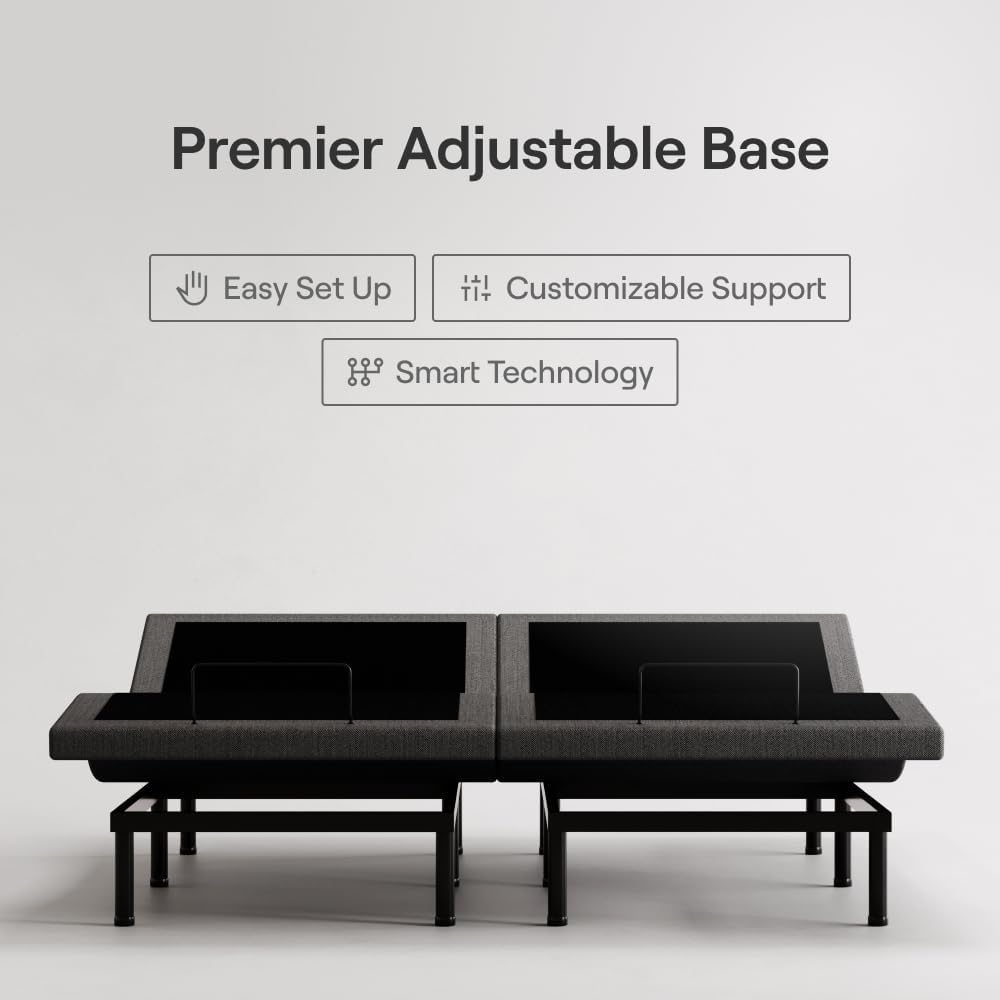 Nectar Twin XL Adjustable Base & 12” Hybrid Mattress (New Version) - Head & Foot Incline - Medium Firm Memory Foam & Coils - Cooling Layer - 3 Massage Settings - 365-Night Mattress Trial & Forever W