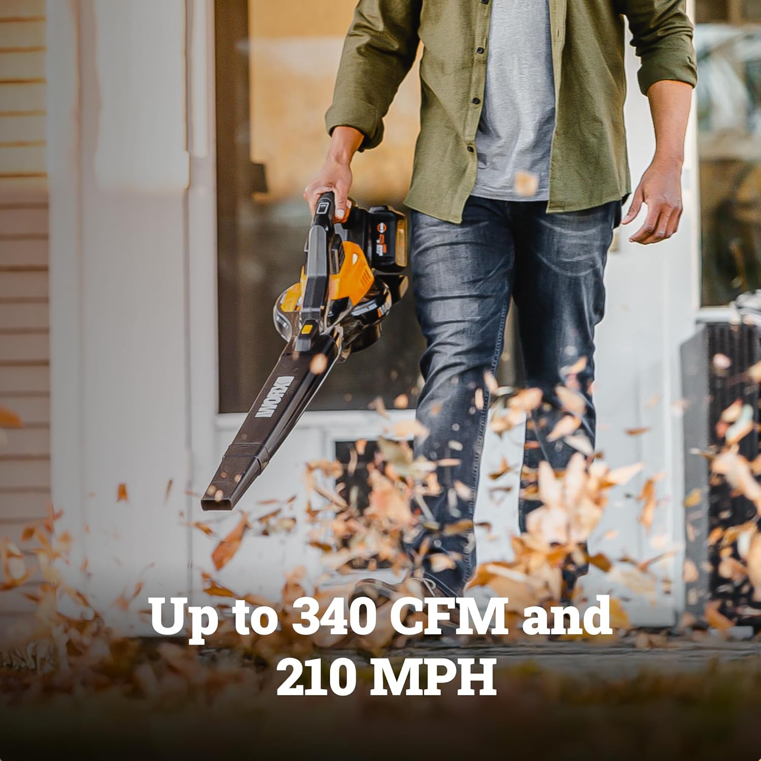 WORX Cordless Leaf Blower  3 in 1 Blowers for Lawn Care with Leaf Vacuum & Leaf Mulcher  Electric Blower with Brushless Motor & 2 Speed Control  2 × 4.0 Ah Batteries & Charger Included  WG583