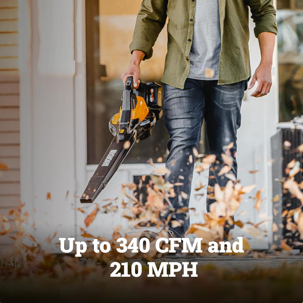WORX Cordless Leaf Blower  3 in 1 Blowers for Lawn Care with Leaf Vacuum & Leaf Mulcher  Electric Blower with Brushless Motor & 2 Speed Control  2 × 4.0 Ah Batteries & Charger Included  WG583