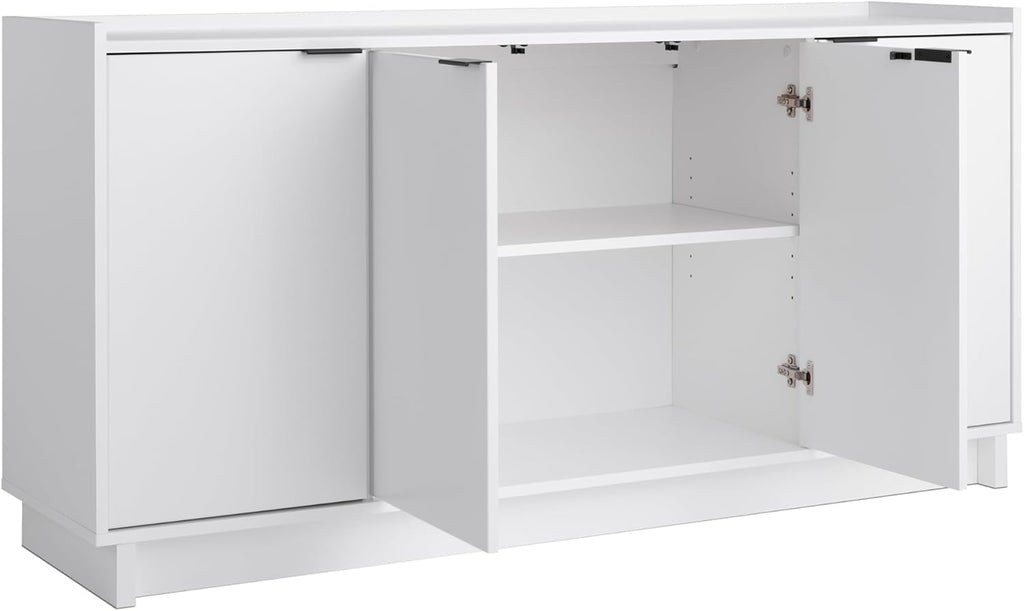 Prepac Simply Modern 4 Door Console Table with Storage, White Storage Cabinet with Doors and Shelves, Sideboard Storage Cabinet 60" W x 30" H x 16" D, WCBG-1820-1