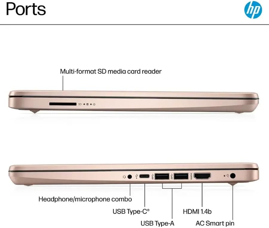 HP 14" LED Business Laptop Computer  32GB RAM 640GB Storage (128GB UFS + 512GB SD Card)  Intel Quad-Core N150  Windows 11 S & 1-Year Microsoft Office 365 Included  PLUSERA Earphones  Rose Gold